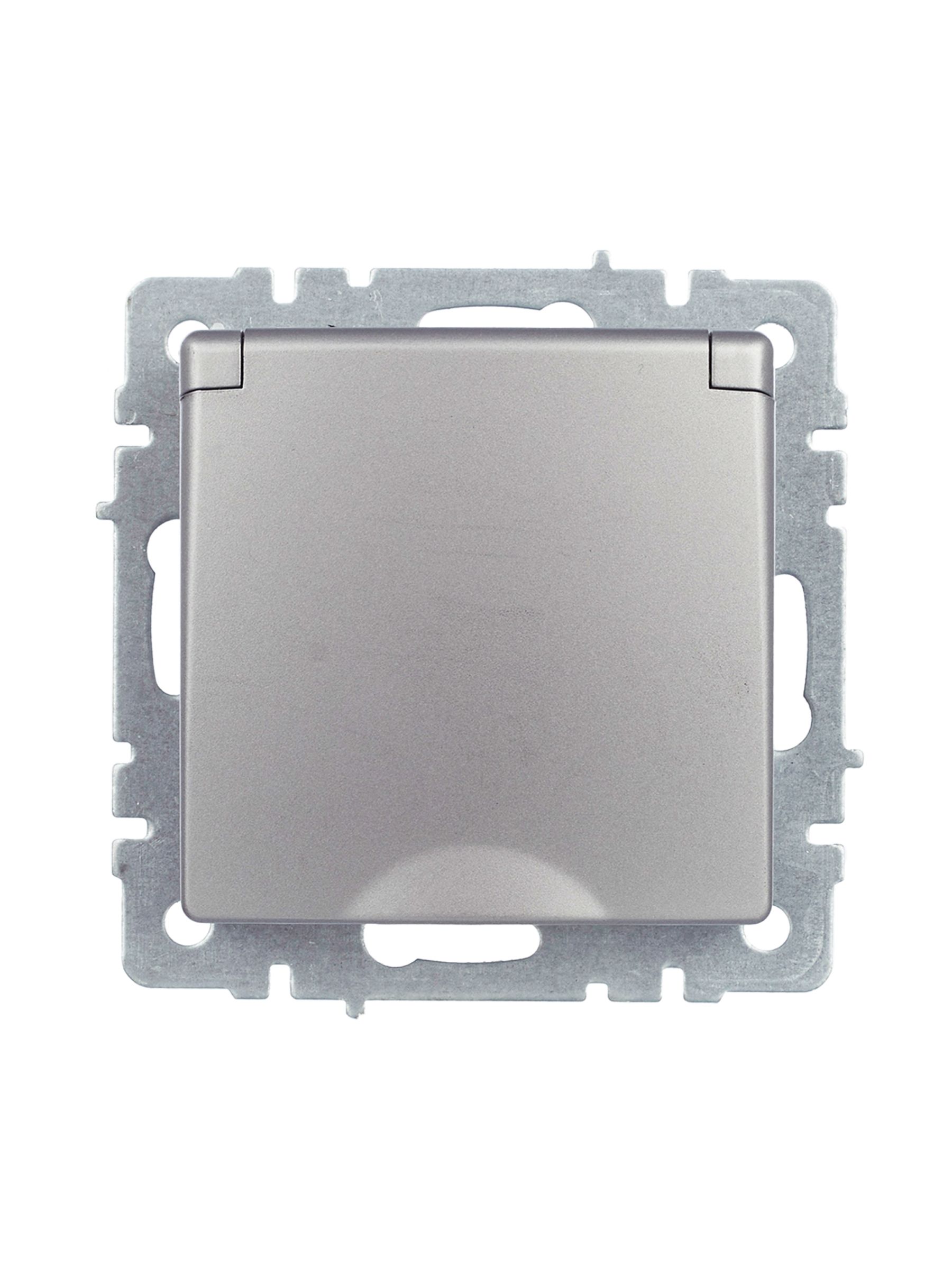             BRITE 1 ұялы жерлендірумен қақпақ мен перделері бар розетка 16А IP44 РСбш10-3-44-БрС болат    