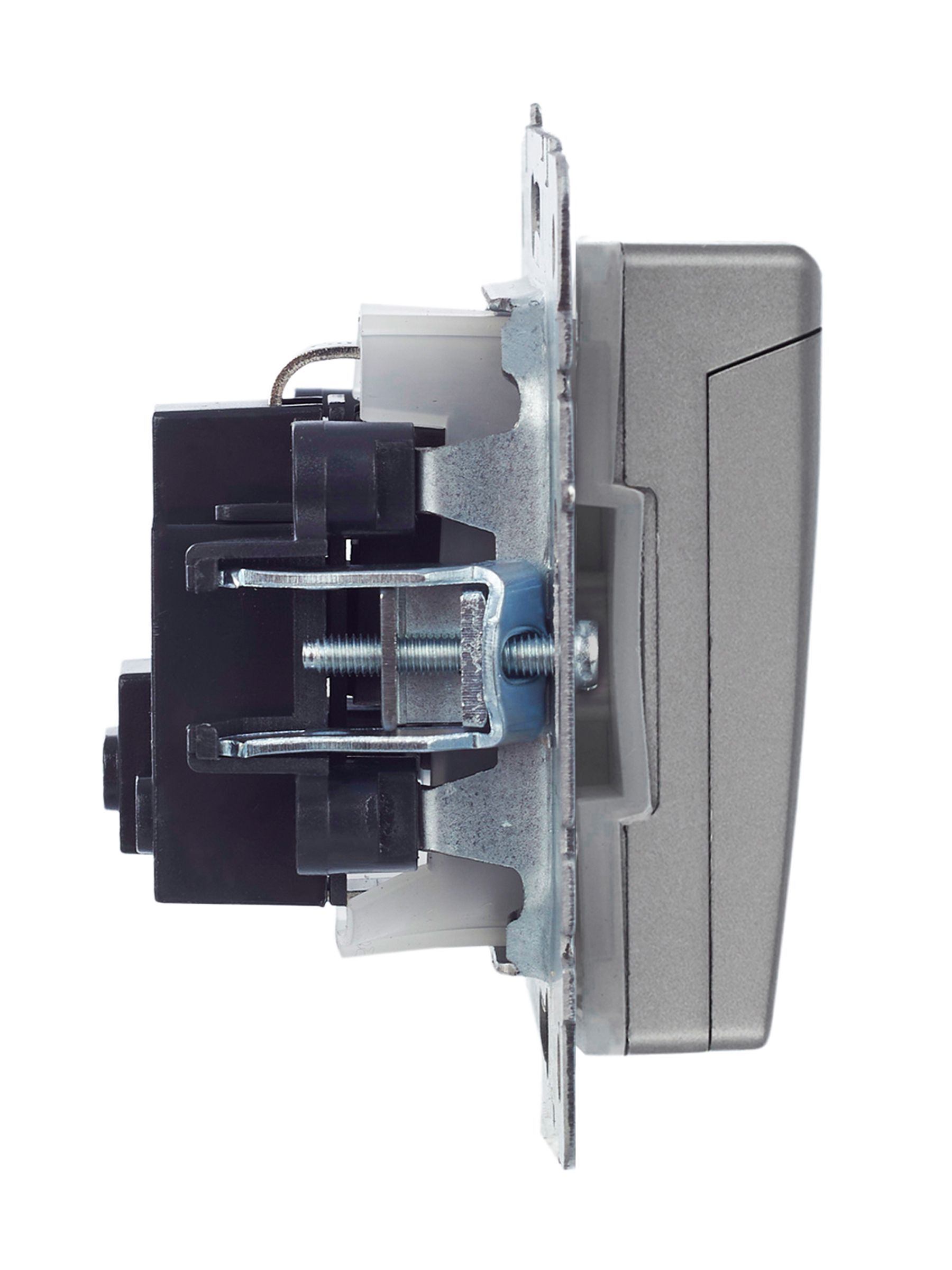             BRITE 1 ұялы жерлендірумен қақпақ мен перделері бар розетка 16А IP44 РСбш10-3-44-БрС болат    