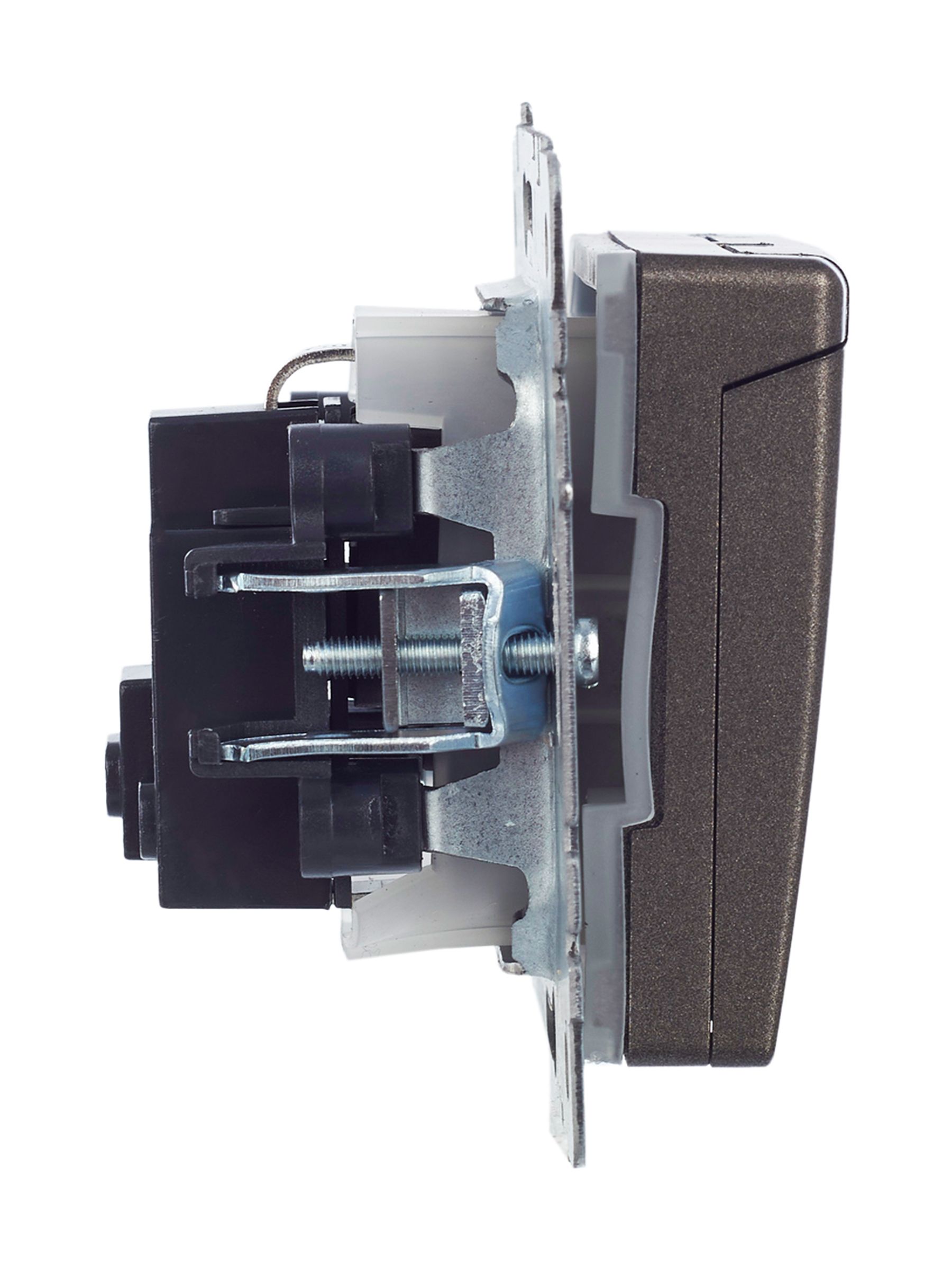             BRITE 1 ұялы жерлендірумен қақпақ мен перделері бар розетка 16А IP44 РСбш10-3-44-БрТБ қара қола ИЭК    