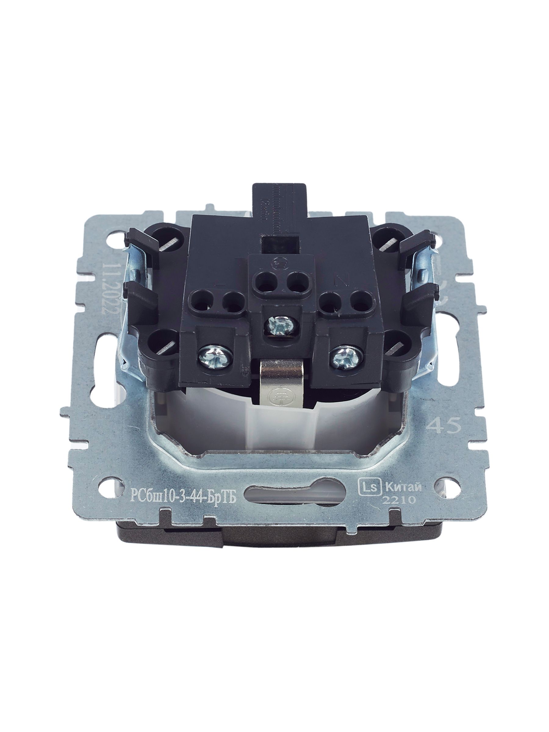             BRITE 1 ұялы жерлендірумен қақпақ мен перделері бар розетка 16А IP44 РСбш10-3-44-БрТБ қара қола ИЭК    