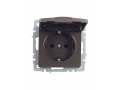             BRITE 1 ұялы жерлендірумен қақпақ мен перделері бар розетка 16А IP44 РСбш10-3-44-БрТБ қара қола ИЭК    