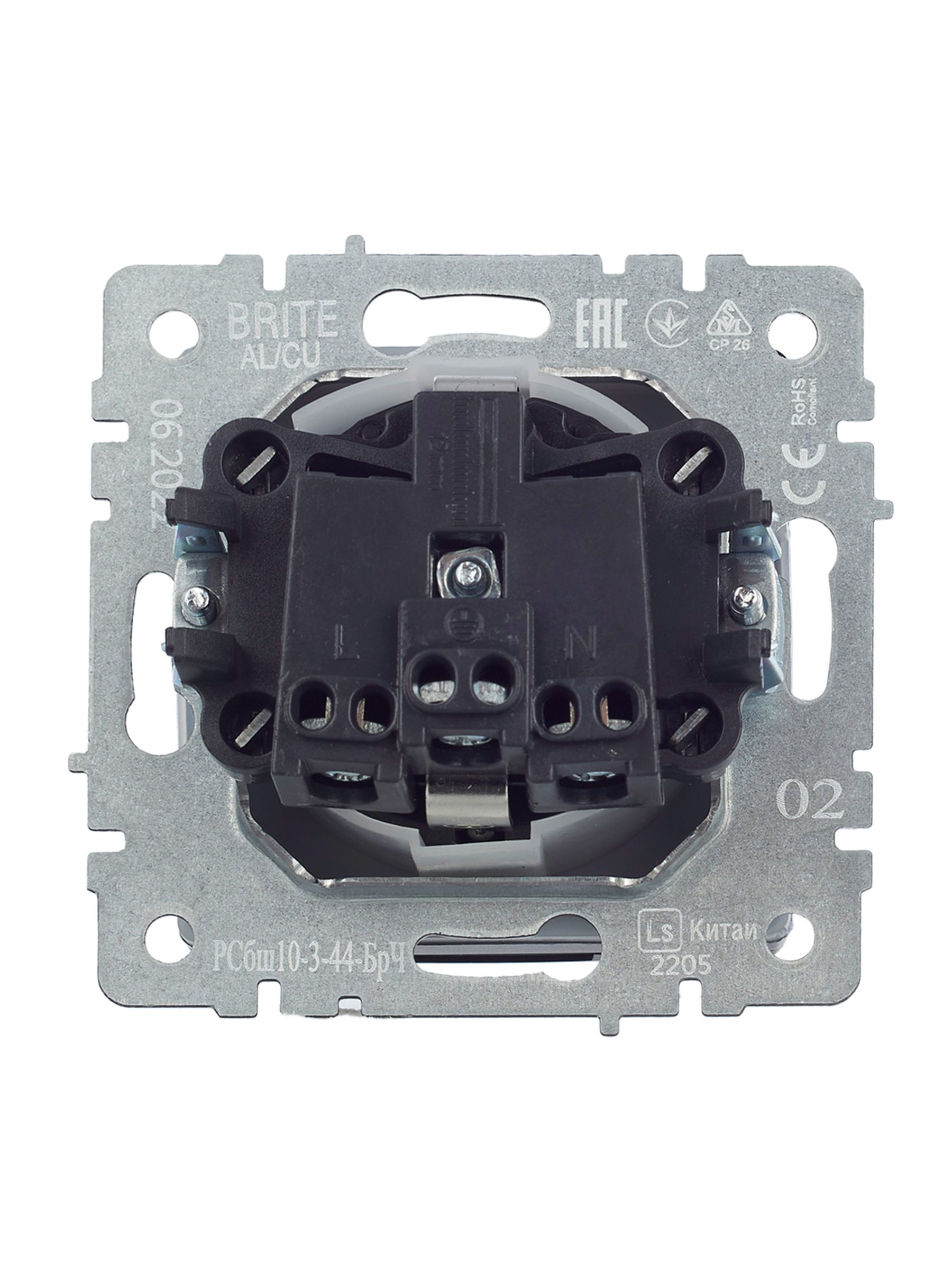             BRITE 1 ұялы жерлендірумен қақпақ мен перделері бар розетка 16А IP44 РСбш10-3-44-БрЧ қара ИЭК    