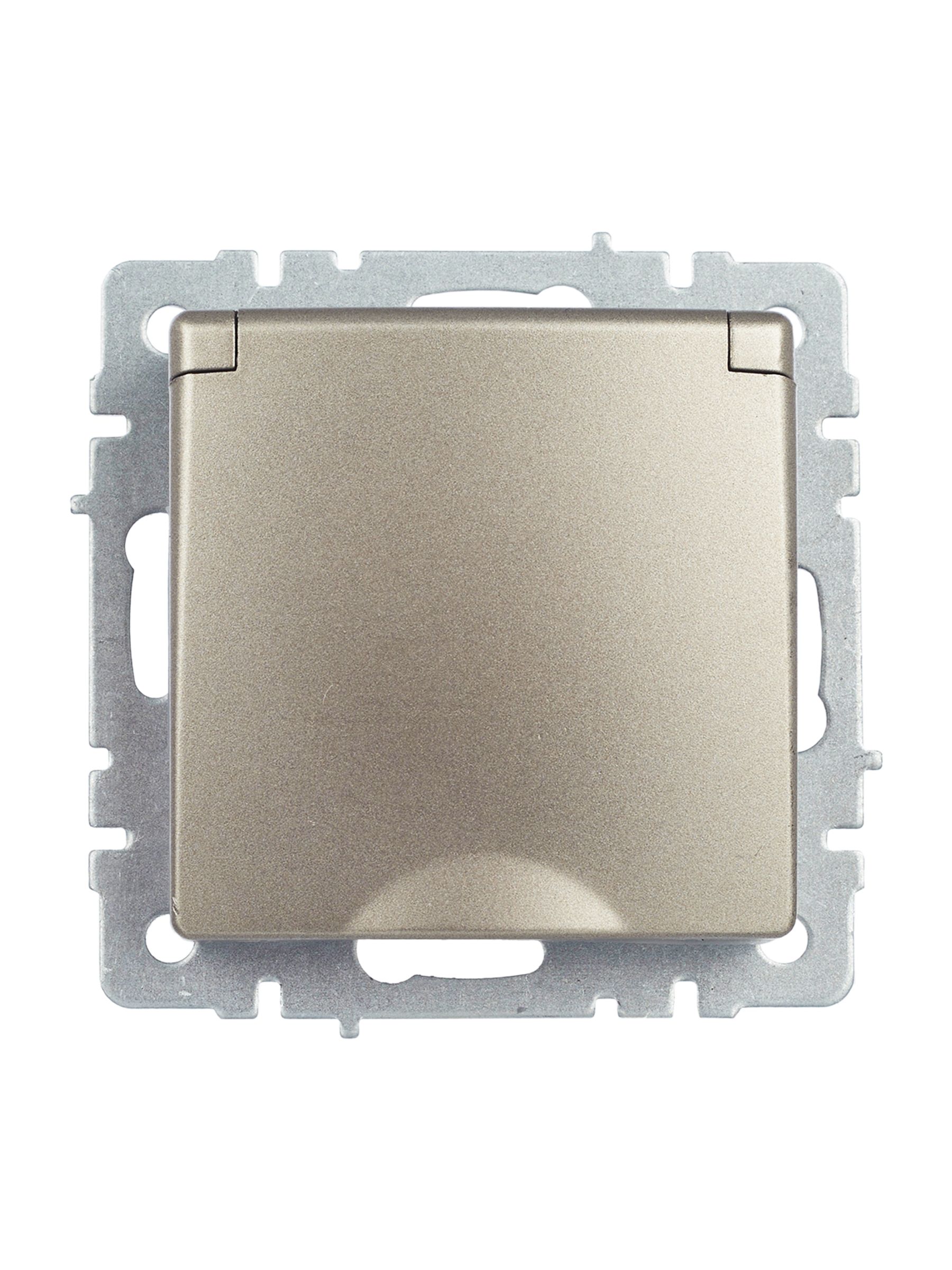             BRITE 1 ұялы жерлендірумен қақпақ мен перделері бар розетка 16А IP44 РСбш10-3-44-БрШ шампан ИЭК    