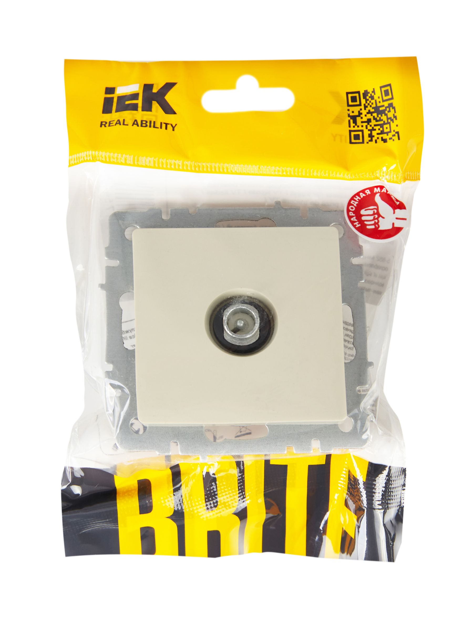             BRITE Өтпелі TV розетка РТВ10-0-БрКр сарғыш ИЭК    