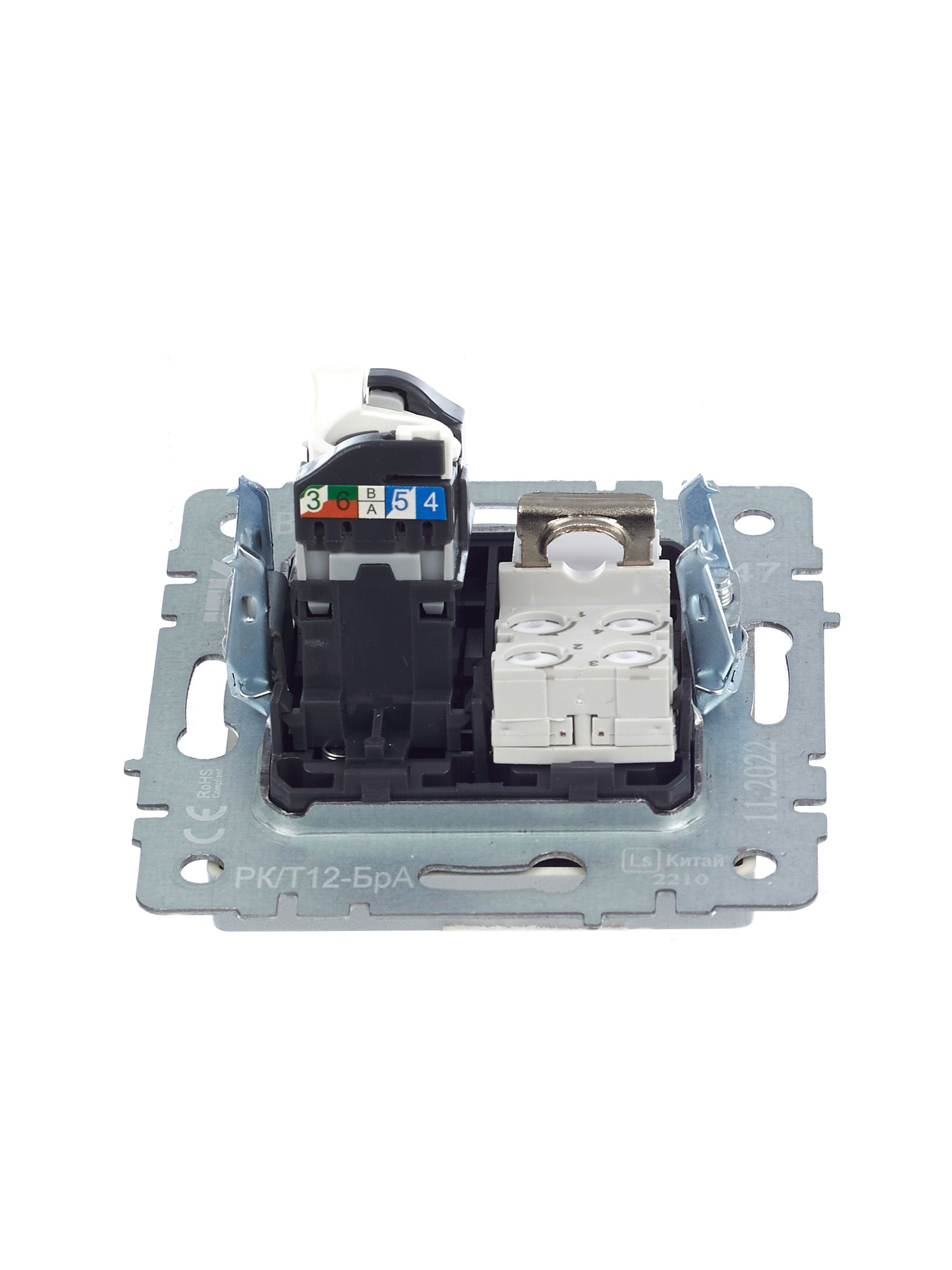             BRITE 2 ұялы розетка RJ11+RJ45 кат.5E РК/Т12-БрА алюминий ИЭК    