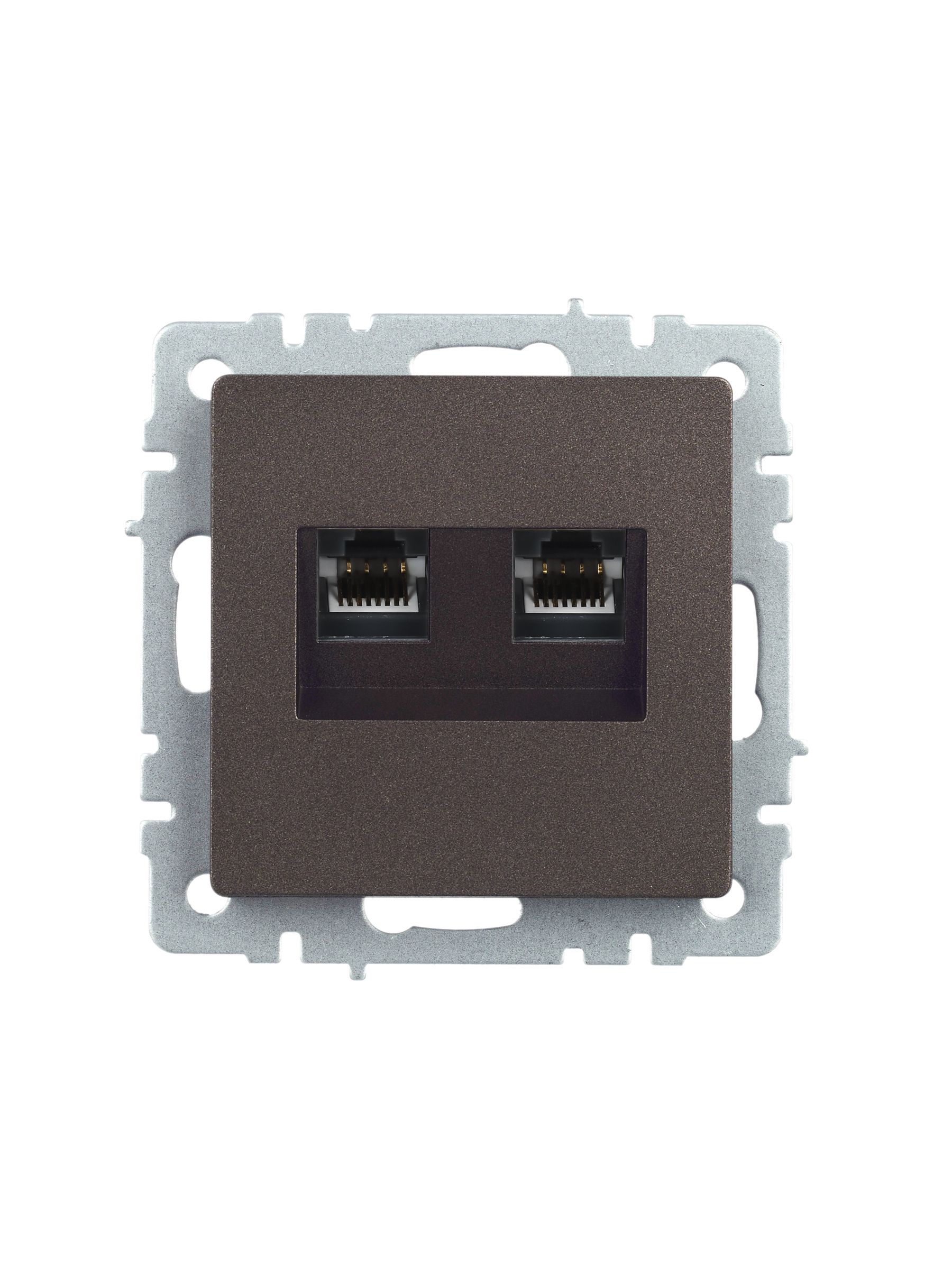             BRITE 2 ұялы розетка RJ11+RJ45 кат.5E РК/Т12-БрТБ қара қола ИЭК    