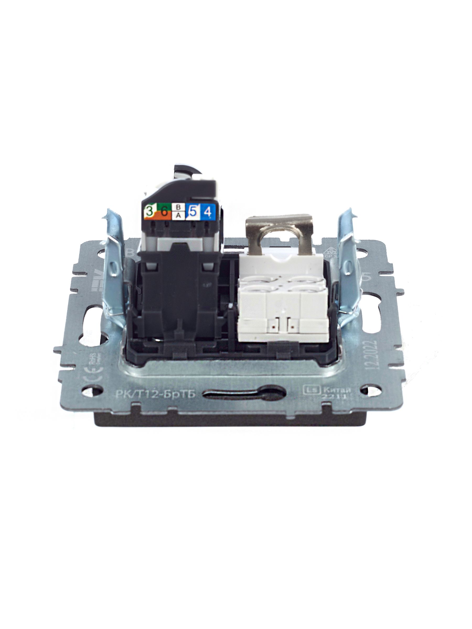             BRITE 2 ұялы розетка RJ11+RJ45 кат.5E РК/Т12-БрТБ қара қола ИЭК    