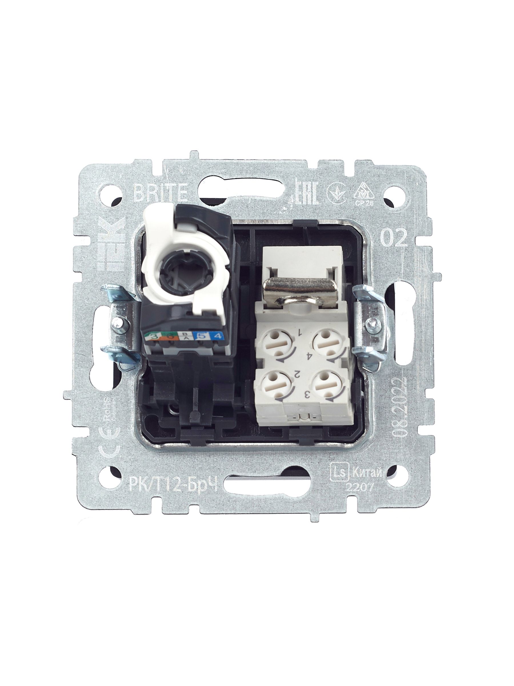             BRITE 2 ұялы розетка RJ11+RJ45 кат.5E РК/Т12-БрЧ қара ИЭК    
