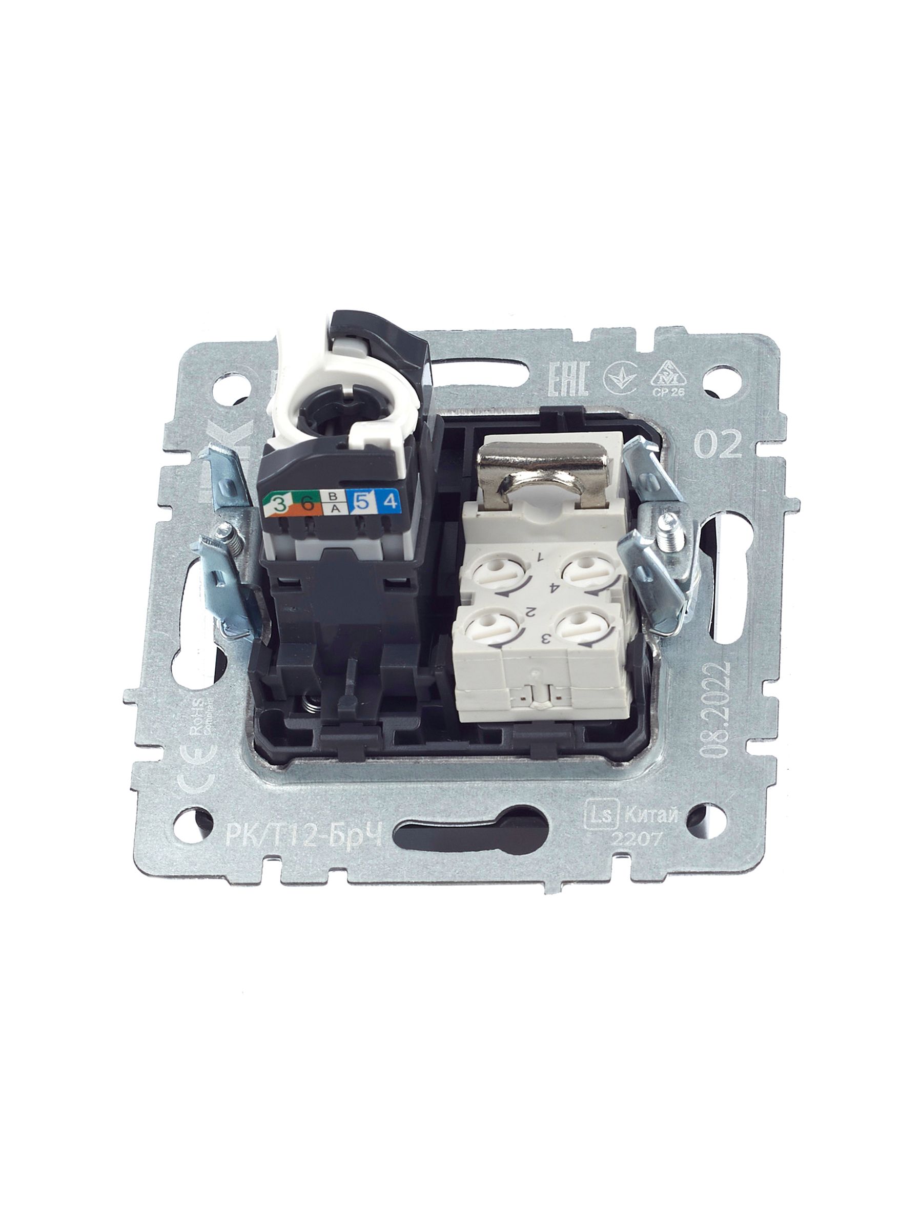             BRITE 2 ұялы розетка RJ11+RJ45 кат.5E РК/Т12-БрЧ қара ИЭК    