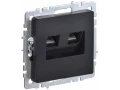             BRITE 2 ұялы розетка RJ11+RJ45 кат.5E РК/Т12-БрЧ қара ИЭК    