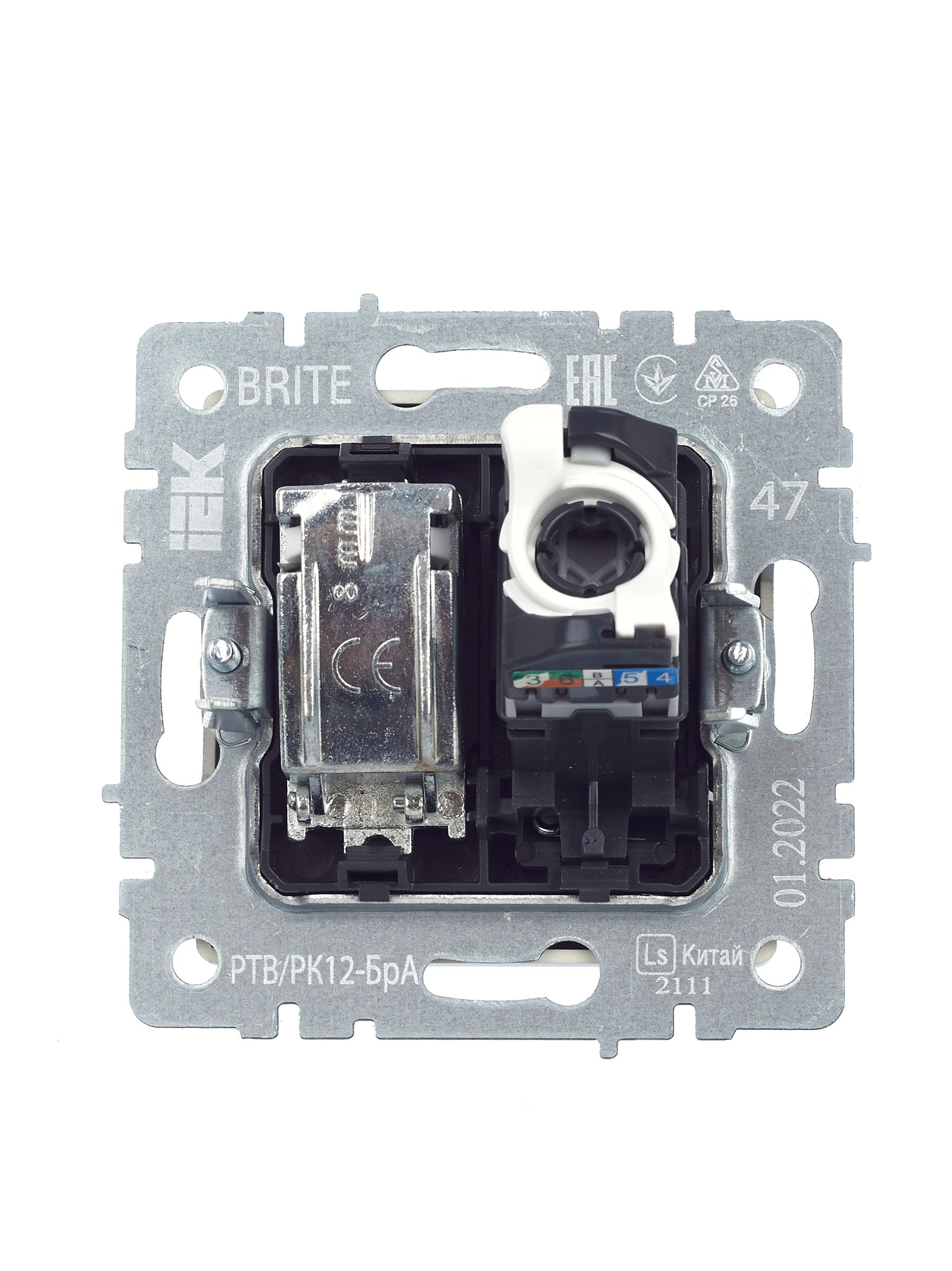             BRITE 2 ұялы розетка TV+RJ45 кат.5E РТВ/РК12-БрА алюминий ИЭК    