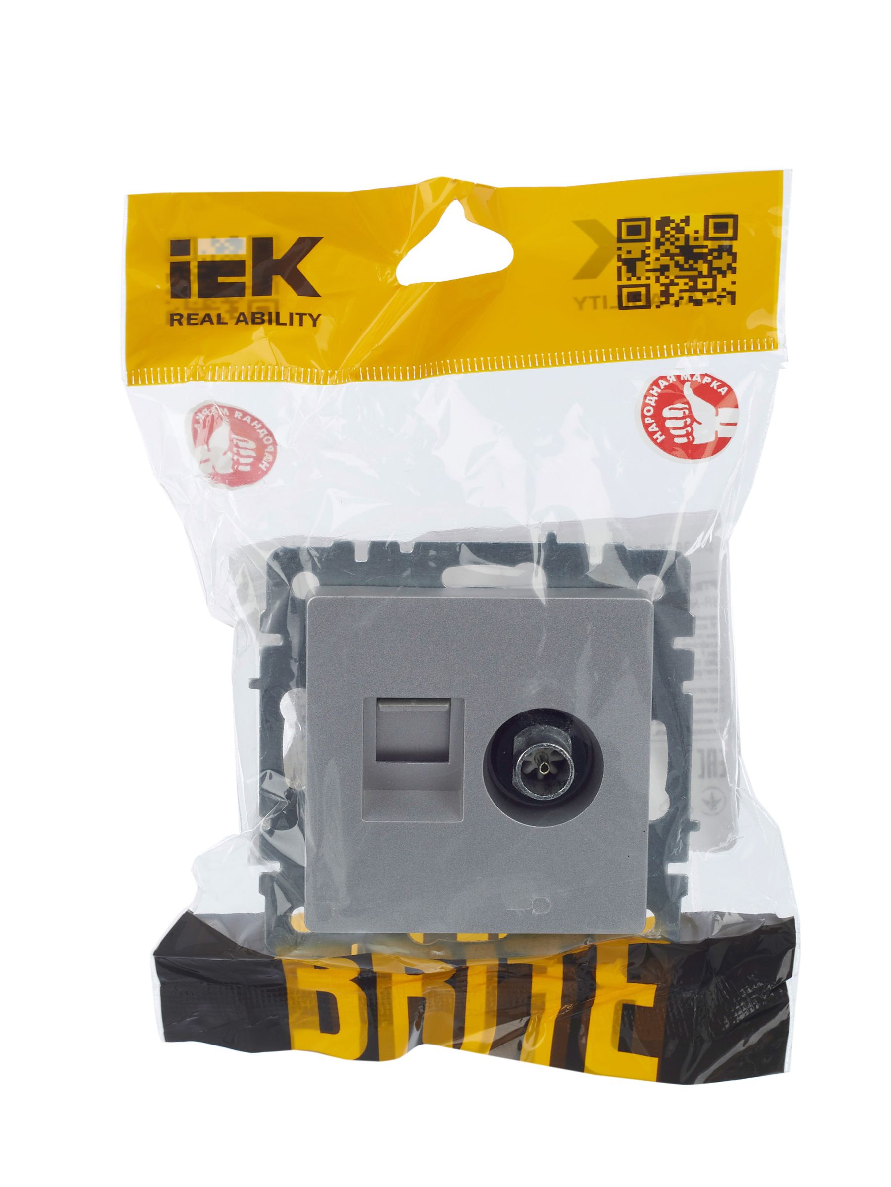            BRITE 2 ұялы розетка TV+RJ45 кат.5E РТВ/РК12-БрА алюминий ИЭК    