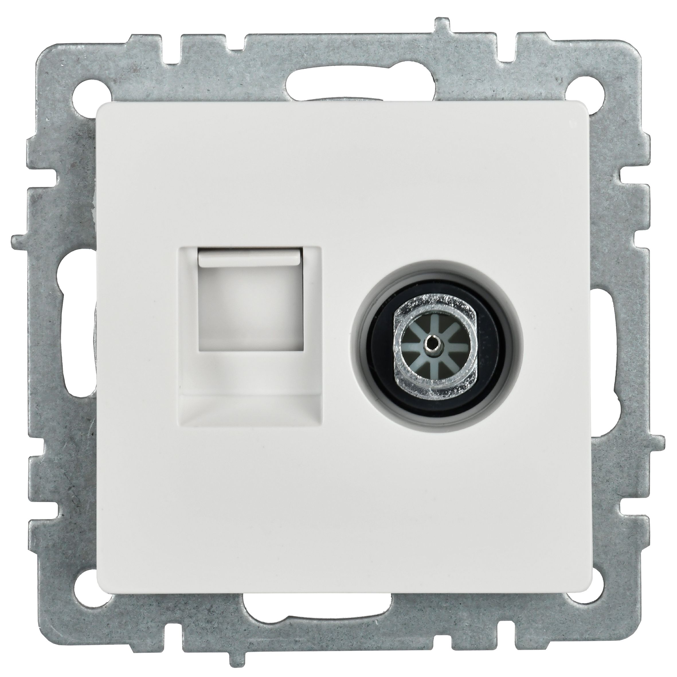             BRITE 2 ұялы розетка TV+RJ45 кат.5E РТВ/РК12-БрКр ақ ИЭК    