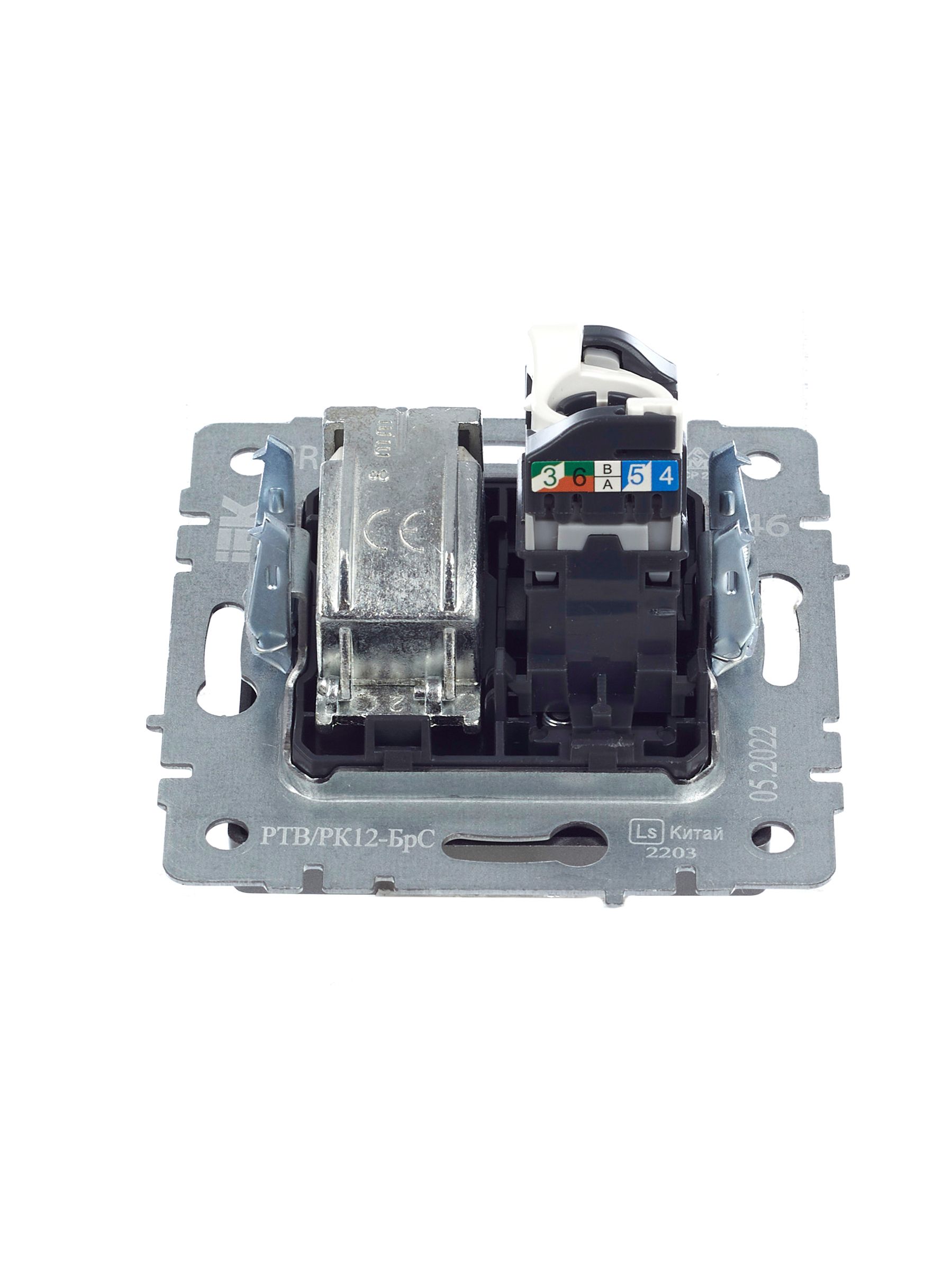             BRITE 2 ұялы розетка TV+RJ45 кат.5E РТВ/РК12-БрС болат ИЭК    