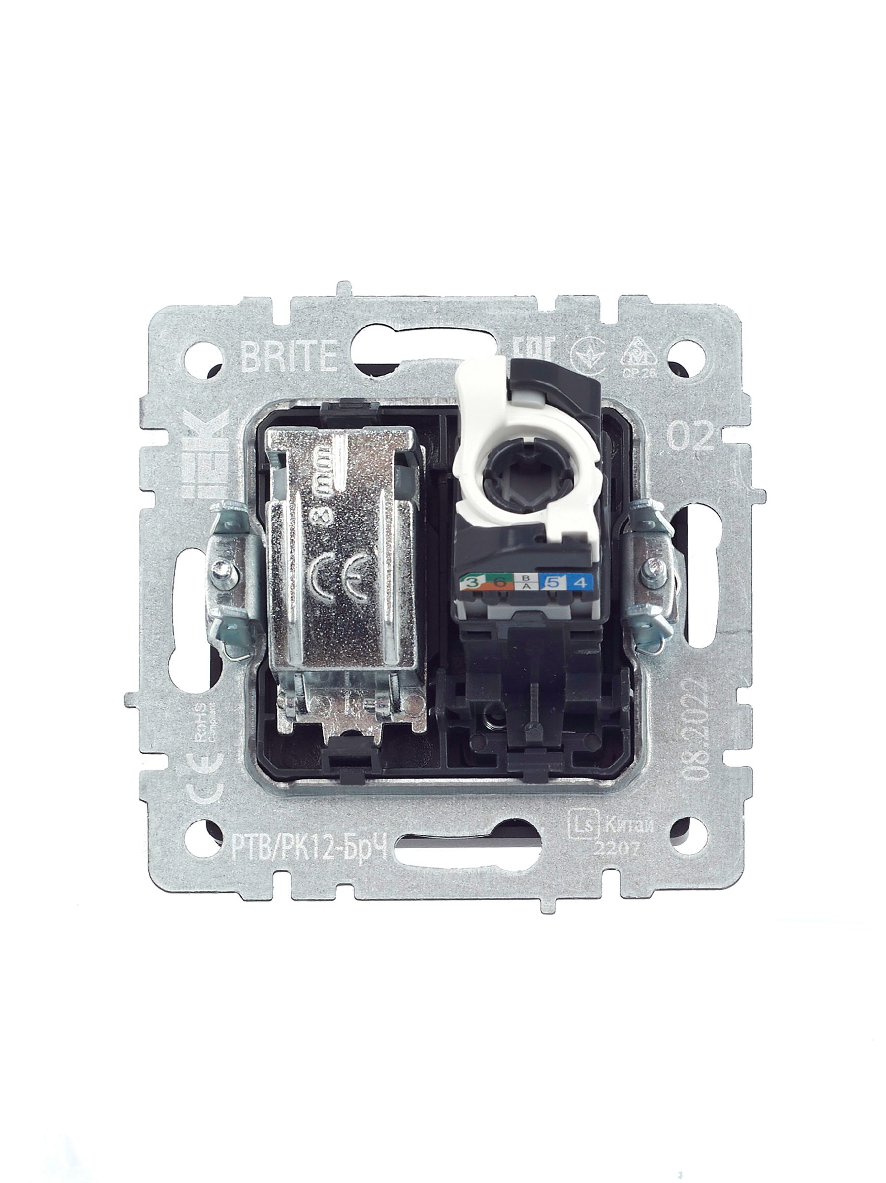             BRITE 2 ұялы розетка TV+RJ45 кат.5E РТВ/РК12-БрЧ қара ИЭК    