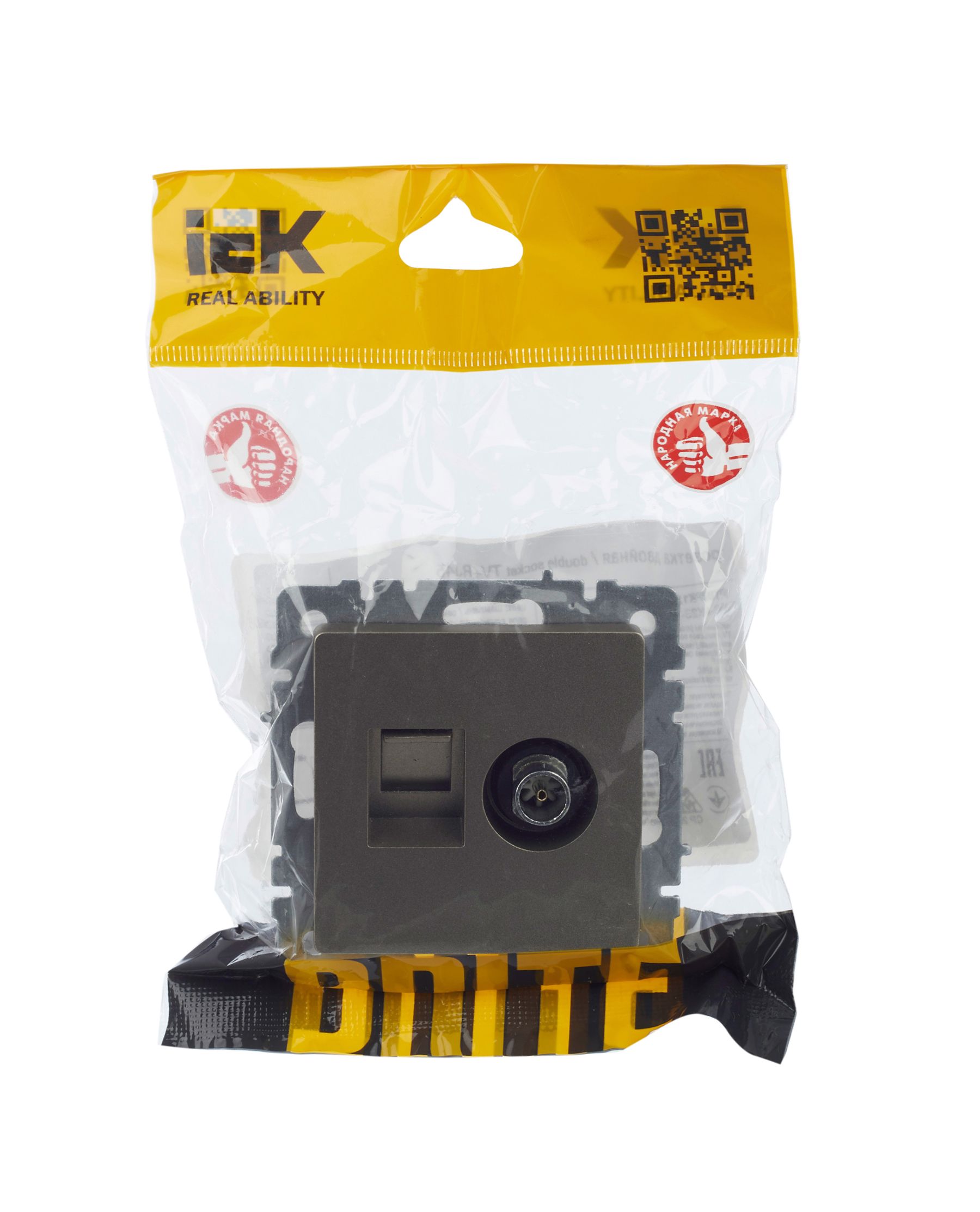             BRITE 2 ұялы розетка TV+RJ45 кат.5E РТВ/РК12-БрШ шампан ИЭК    
