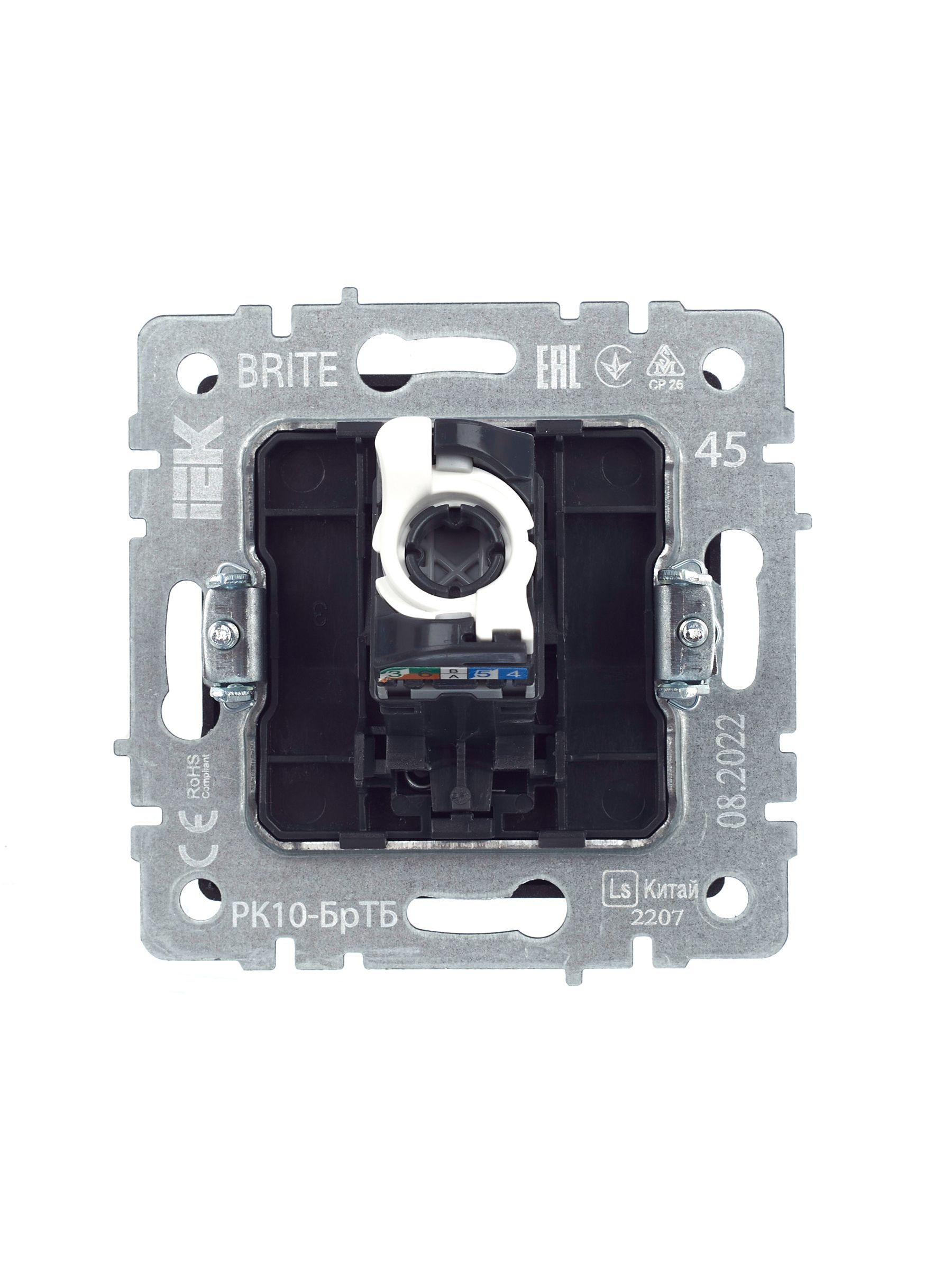             BRITE Компьютер розеткасы RJ45 кат.5E РК10-БрТБ қара қола ИЭК    