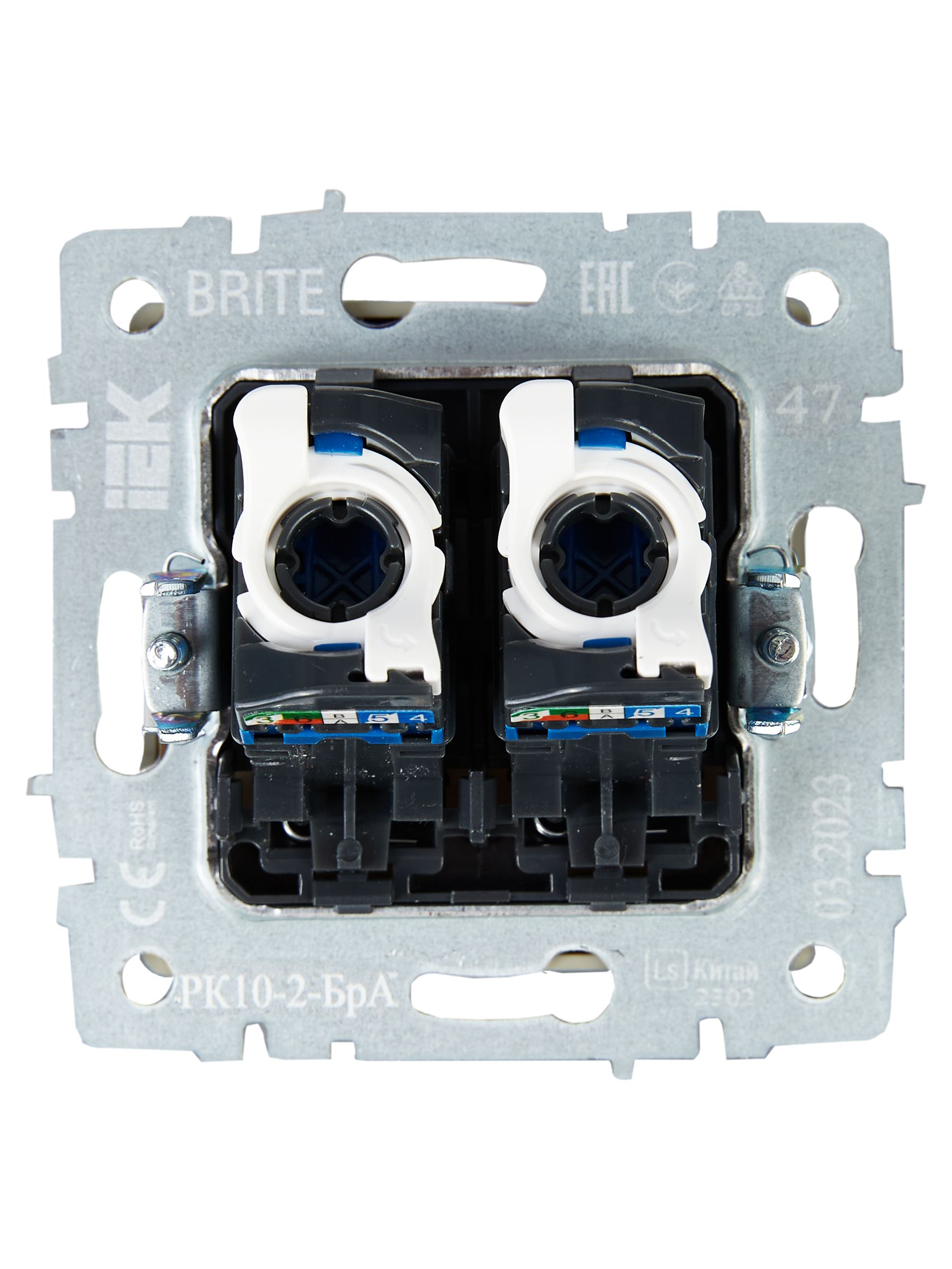             BRITE 2 ұялы Компьютер розеткасы RJ45 кат.5E РК10-2-БрА алюминий ИЭК    
