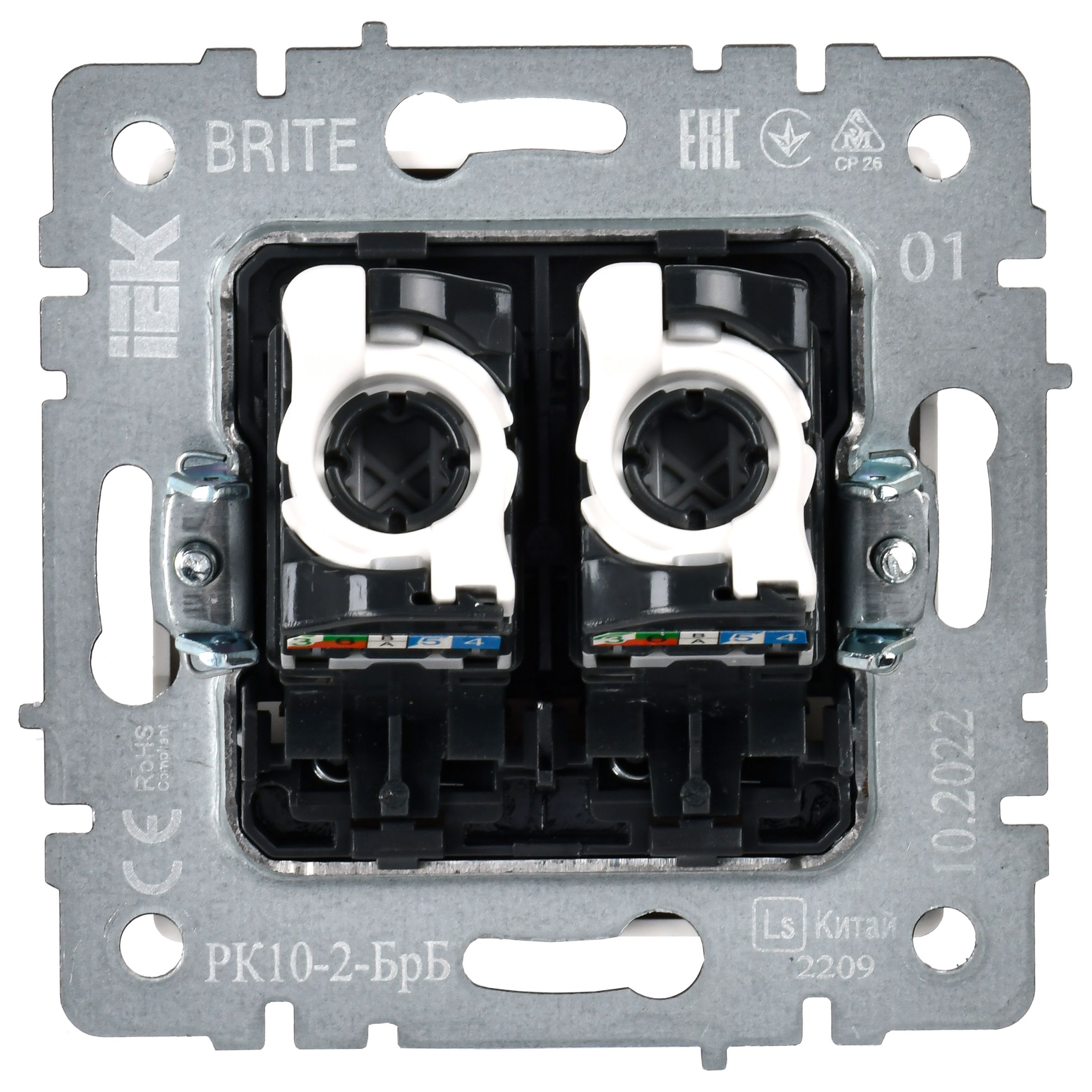             BRITE 2 ұялы Компьютер розеткасы кат.5E RJ45 РК10-2-БрБ ақ ИЭК    