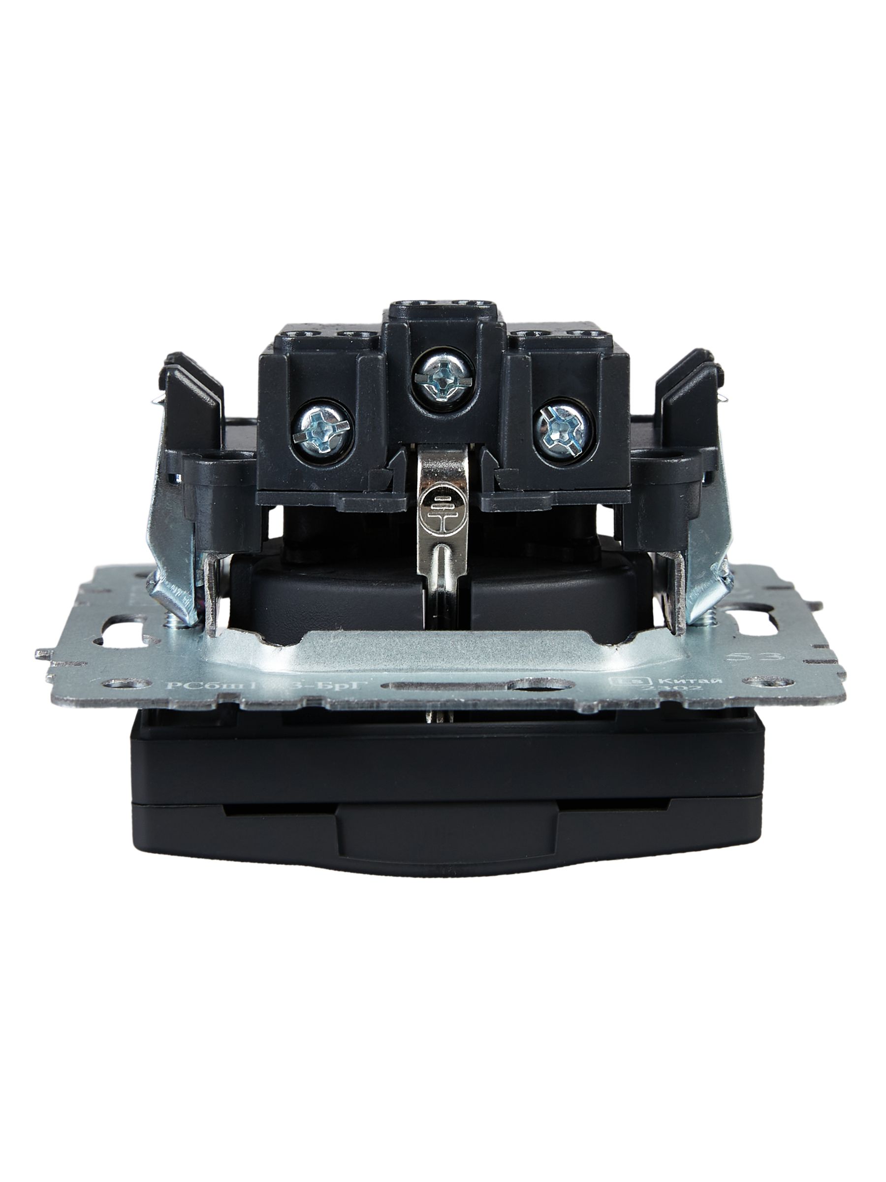             BRITE 1 ұялы жерлендірумен қақпақ мен перделері бар розетка 16А IP20 РСбш10-3-БрГ графит ИЭК    