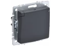             BRITE 1 ұялы жерлендірумен қақпақ мен перделері бар розетка 16А IP20 РСбш10-3-БрГ графит ИЭК    