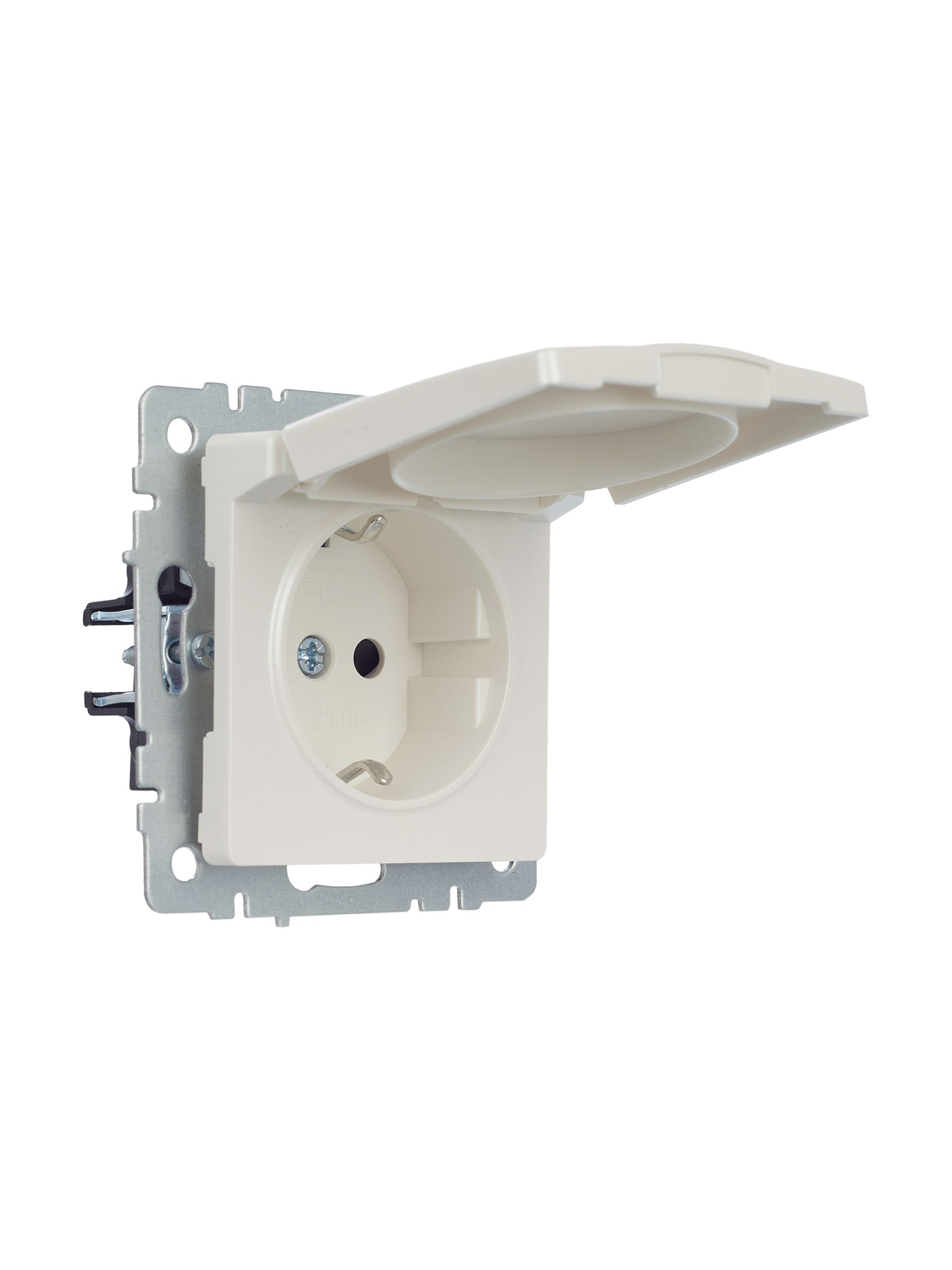             BRITE 1 ұялы жерлендірумен қақпақ мен перделері бар розетка 16А IP20 РСбш10-3-БрЖ інжу ИЭ    