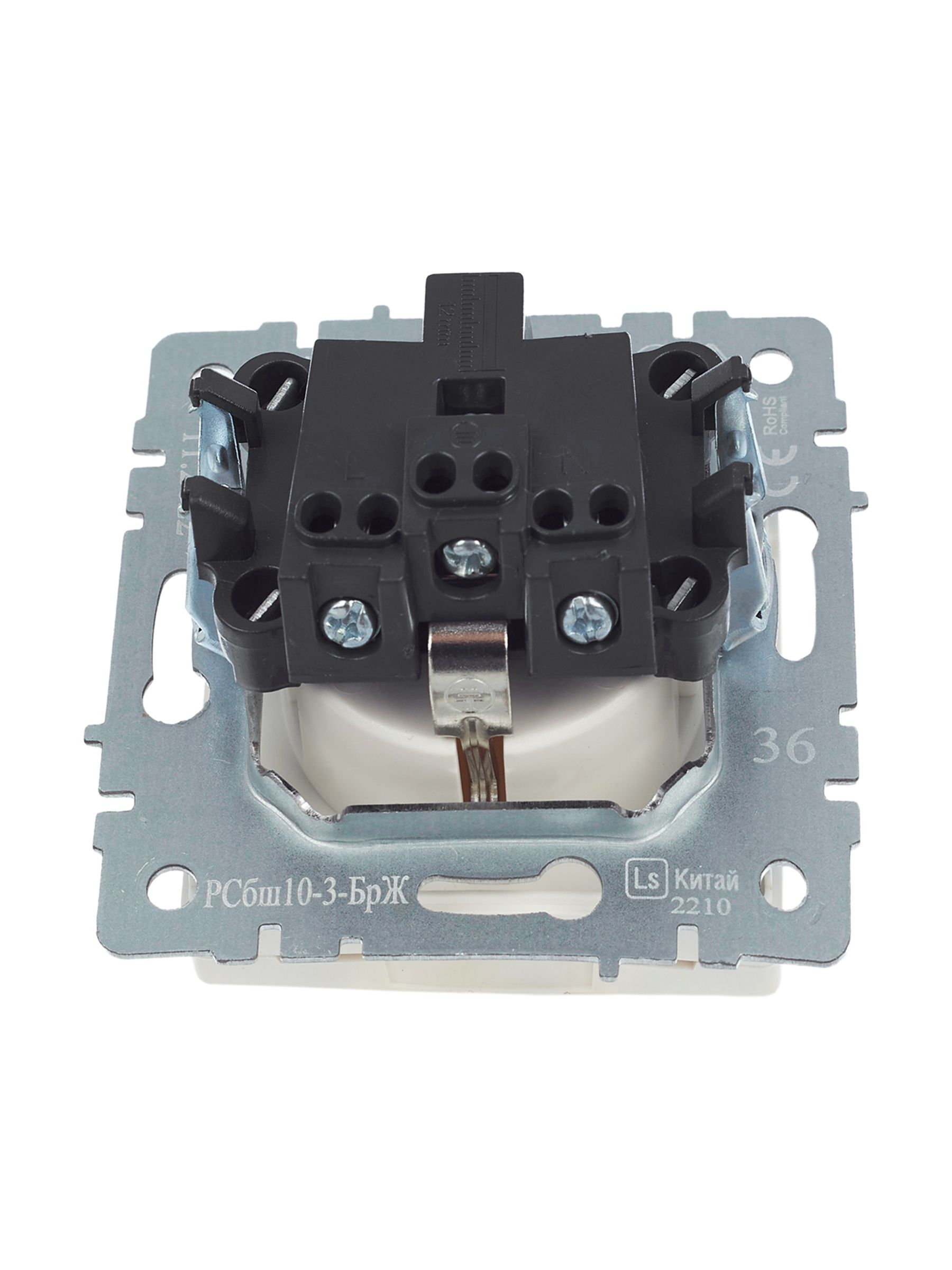             BRITE 1 ұялы жерлендірумен қақпақ мен перделері бар розетка 16А IP20 РСбш10-3-БрЖ інжу ИЭ    