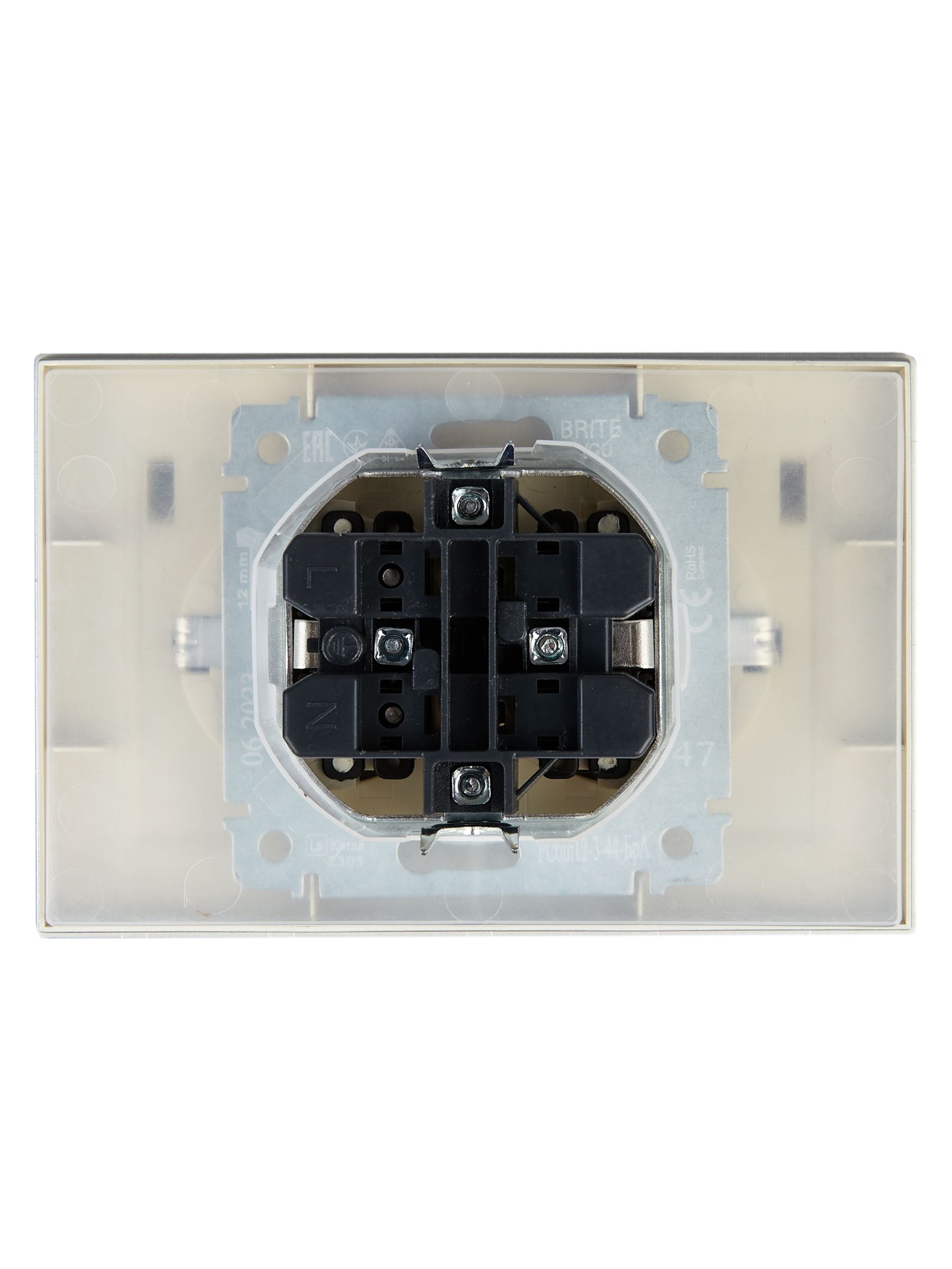             BRITE 2 ұялы қақпақ бар розетка 16А толық IP44 РСбш12-3-44-БрА алюминий ИЭК    