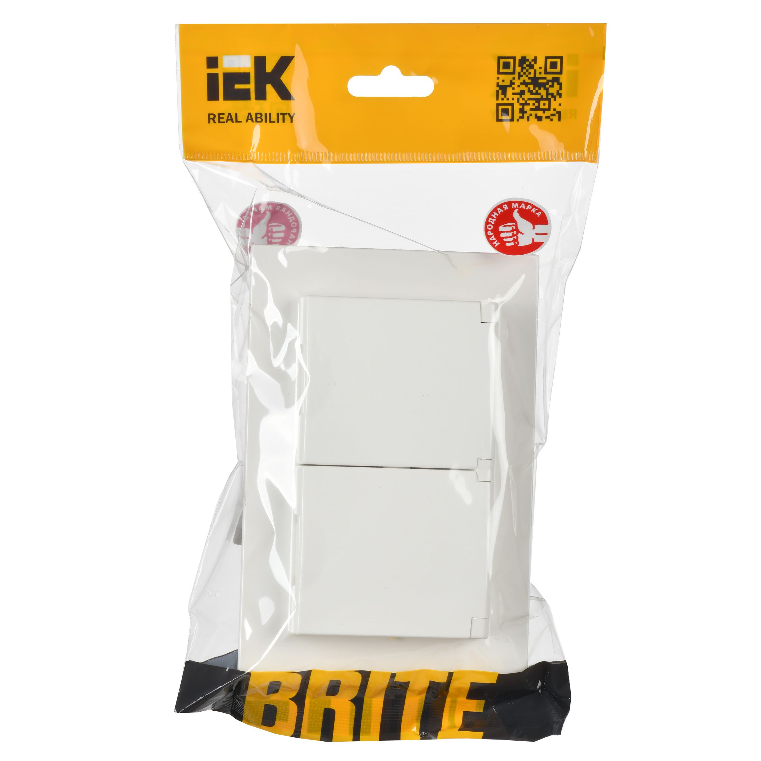             BRITE 2 ұялы қақпақ бар розетка 16А толық IP44 РСбш12-3-44-БрБ ақ ИЭК    