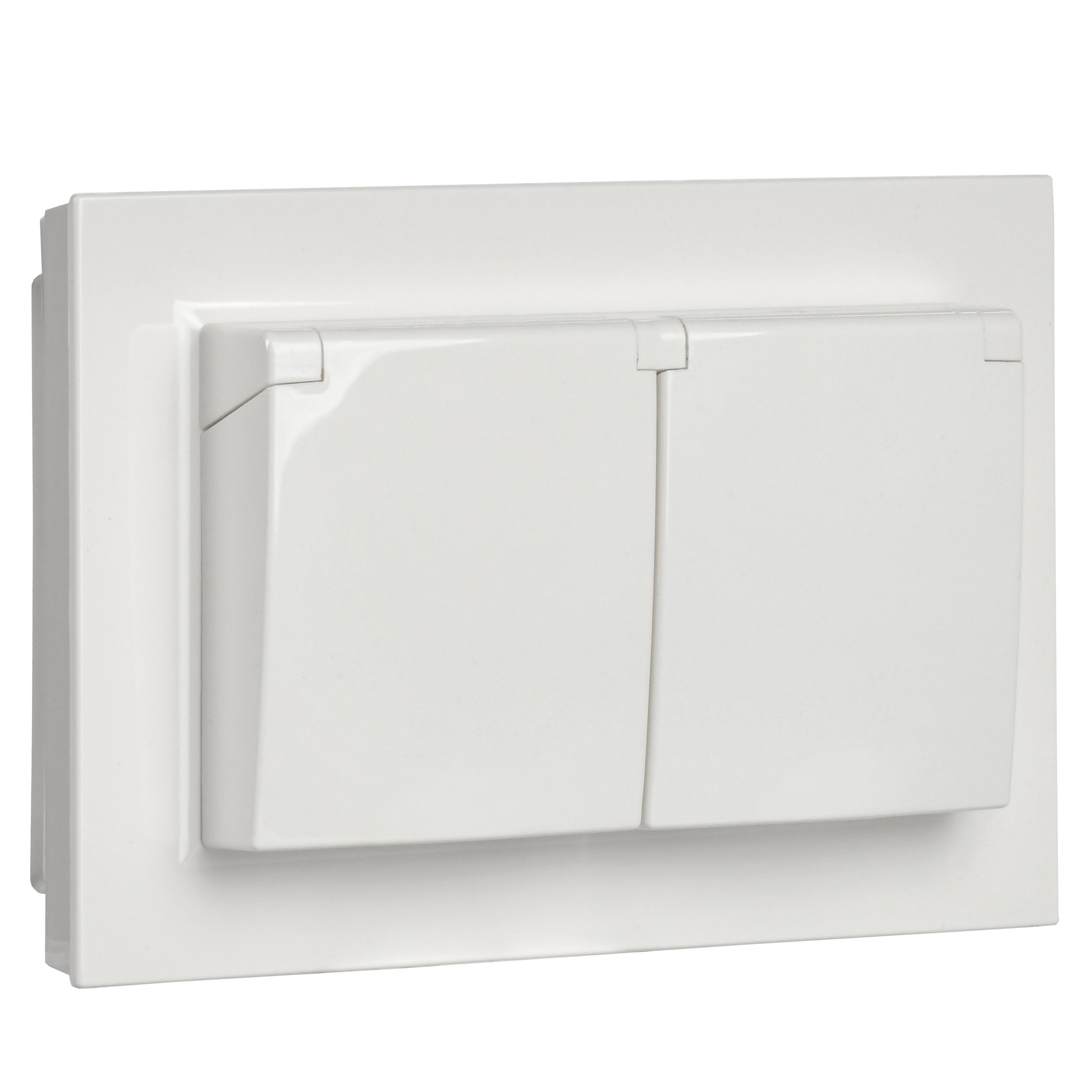             BRITE 2 ұялы қақпақ бар розетка 16А толық IP44 РСбш12-3-44-БрБ ақ ИЭК    