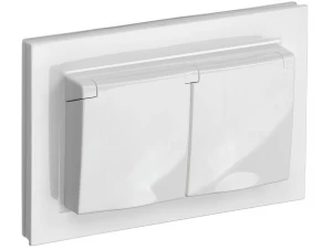 BRITE Розетка 2-я с крышкой 16А в сборе IP44 РСбш12-3-44-БрБ белая ИЭК