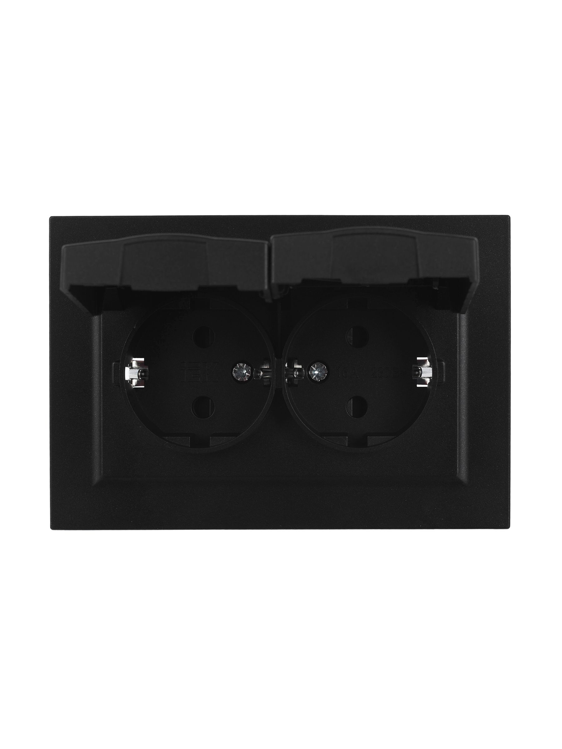             BRITE 2 ұялы қақпақ бар розетка 16А толық IP44 РСбш12-3-44-БрЧ қара ИЭК    