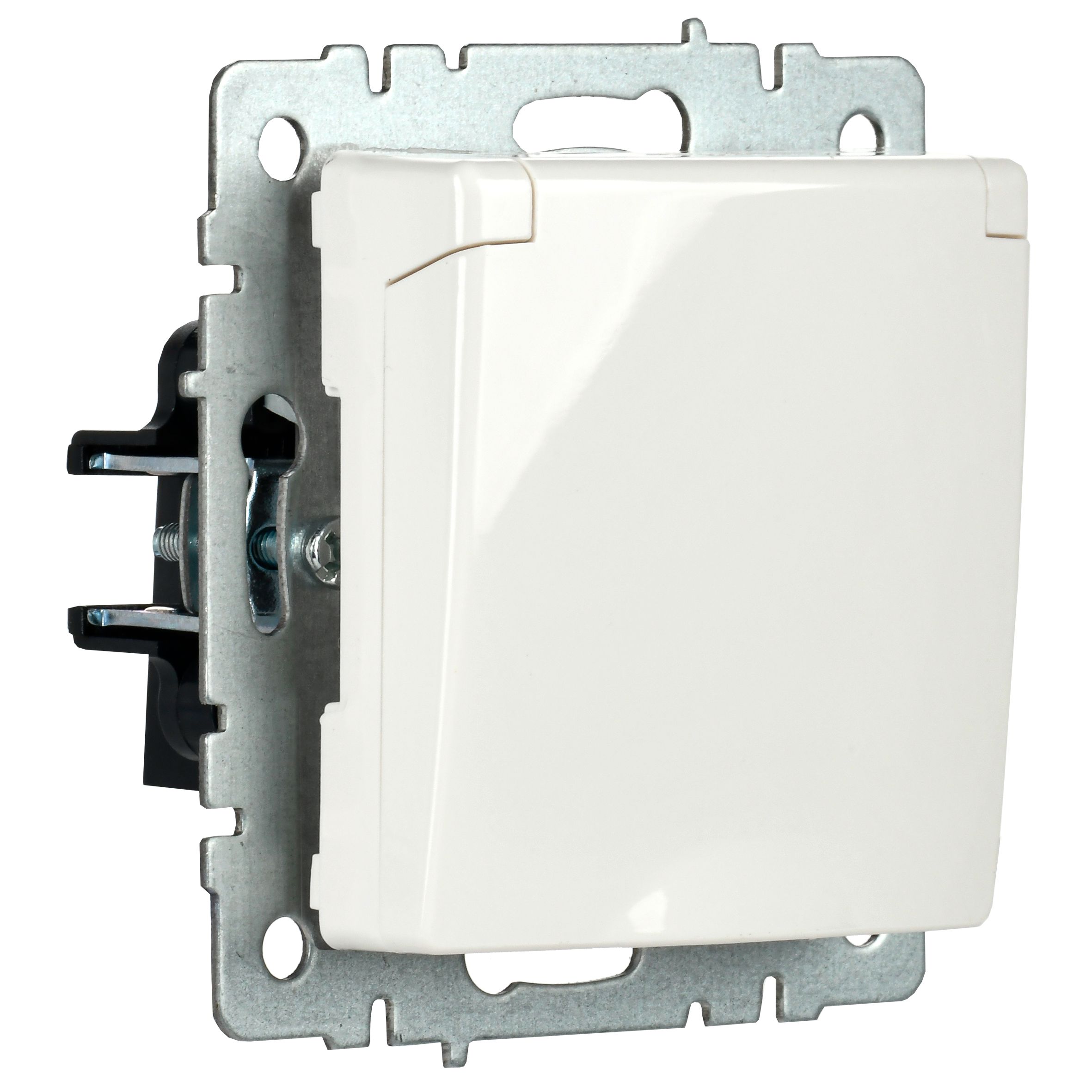             BRITE 1 ұялы жерлендірумен қақпақ мен перделері бар розетка 16А IP20 РСбш10-3-БрБ ақ ИЕК    