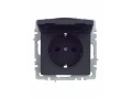             BRITE 1 ұялы жерлендірумен қақпақ мен перделері бар розетка 16А IP44 РСбш10-3-44-БрГ графит    