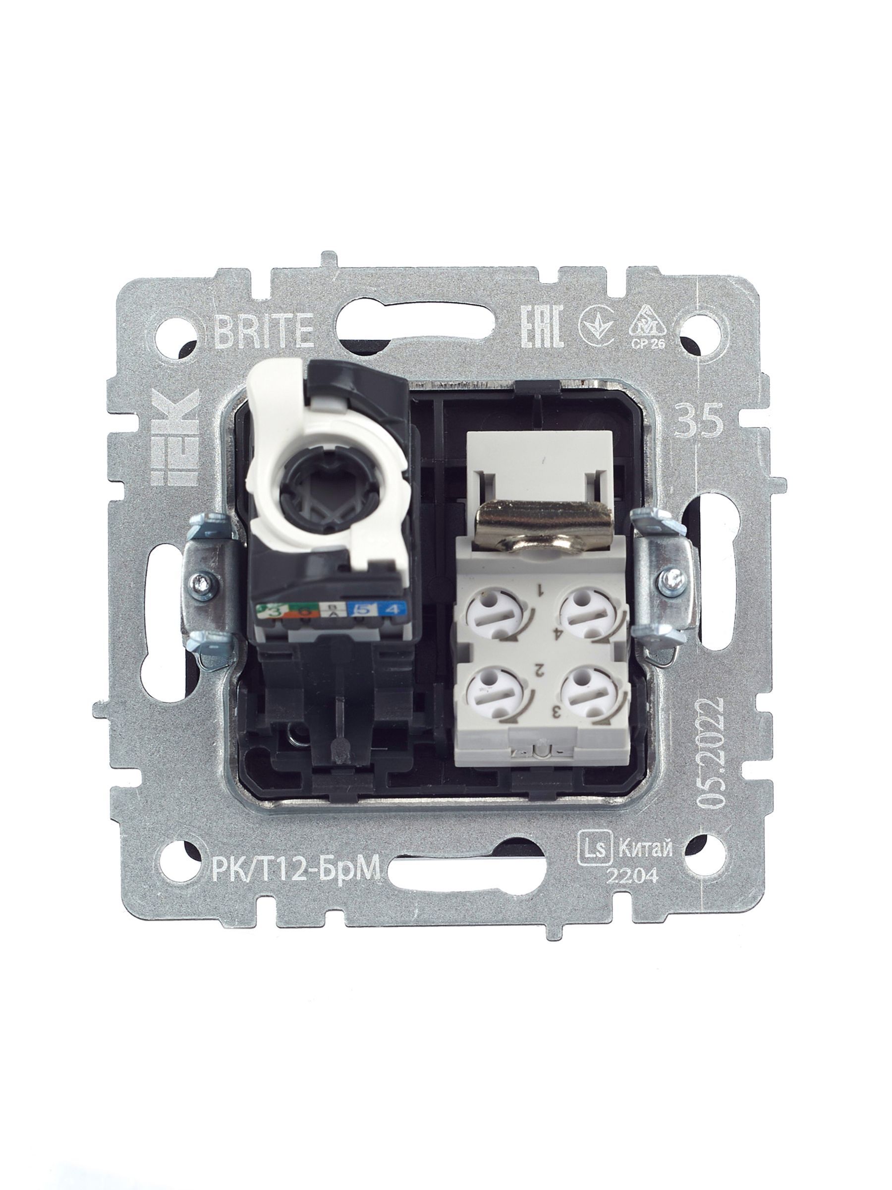             BRITE 2 ұялы розетка RJ11+RJ45 кат.5E РК/Т12-БрМ маренго ИЭК    