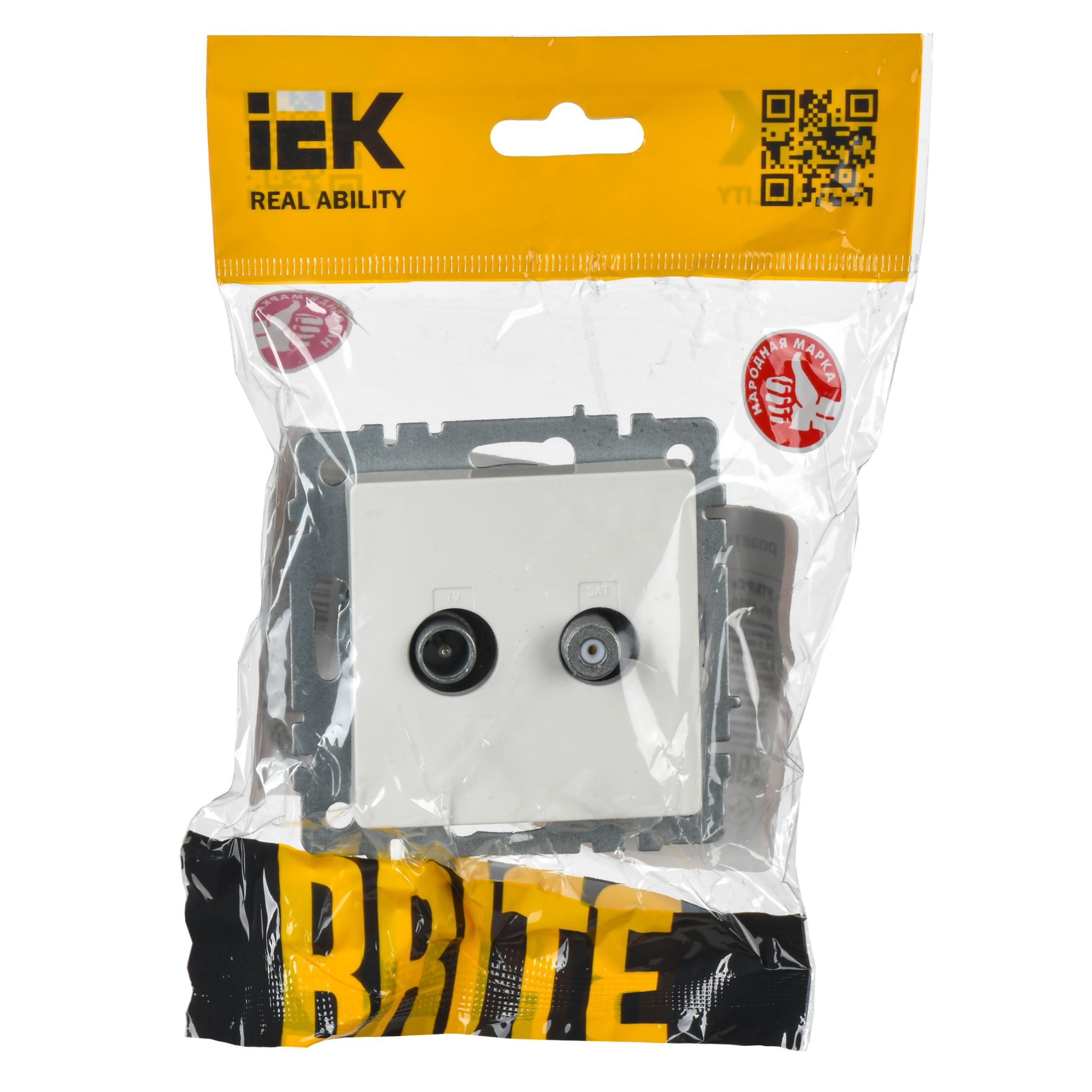             BRITE 2 ұялы розетка TV+SAT РТВ/РСп12-БрБ ақ ИЭК    