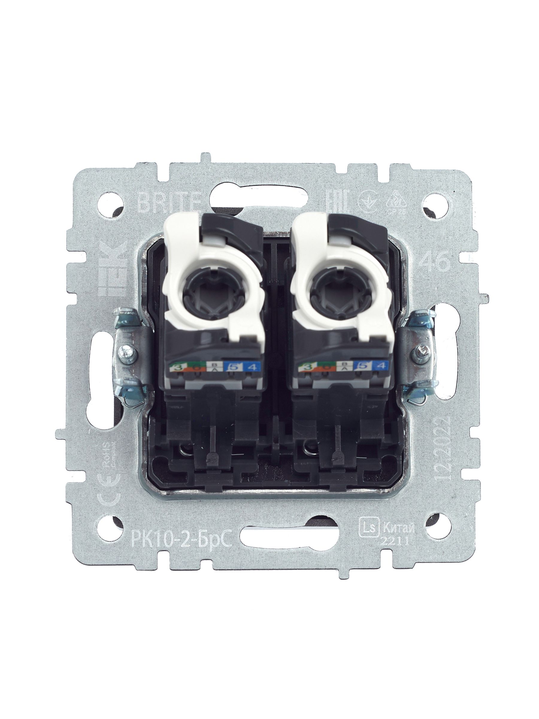             BRITE 2 ұялы Компьютер розеткасы RJ45 кат.5E РК10-2-БрС болат ИЭК    