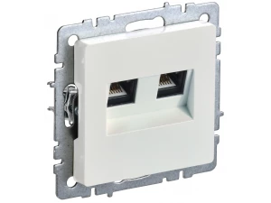 BRITE Розетка компьютерная двойная RJ45 кат.5E РК10-2-БрЖ жемчуг ИЭК