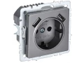             BRITE 1 ұялы жерлендірумен перделері бар розетка 16А с USB A+A 5B 2,1A  РЮш10-1-БрС болат  ИЭК    