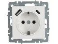             BRITE 1 ұялы жерлендірумен перделері бар розетка 16А с USB A+C 18Вт РЮш11-1-БрБ ақ ИЭК    