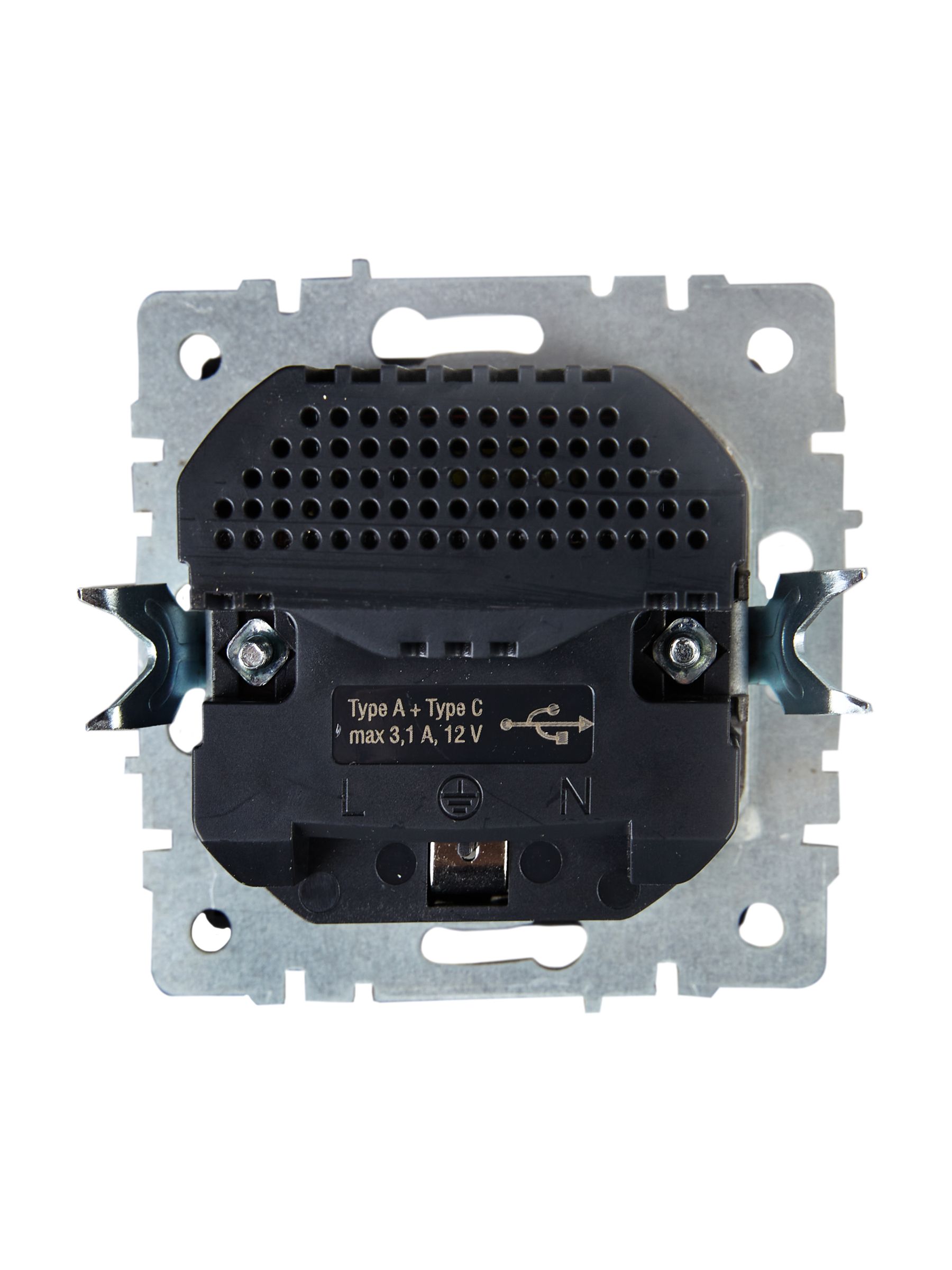             BRITE 1 ұялы жерлендірумен перделері бар розетка 16А с USB A+C 18Вт РЮш11-1-БрЖ інжу ИЭК    