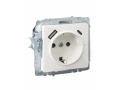             BRITE 1 ұялы жерлендірумен перделері бар розетка 16А с USB A+C 18Вт РЮш11-1-БрЖ інжу ИЭК    