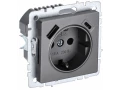             BRITE 1 ұялы жерлендірумен перделері бар розетка 16А с USB A+C 18Вт РЮш11-1-БрС болат ИЭК    