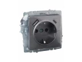             BRITE 1 ұялы жерлендірумен перделері бар розетка 16А с USB A+C 18Вт РЮш11-1-БрС болат ИЭК    