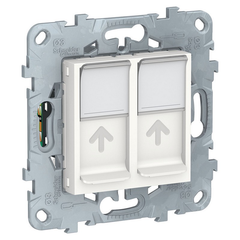 UN розетка RJ45, 2 ұялы, кат.5е UTP ақ /NU542018/