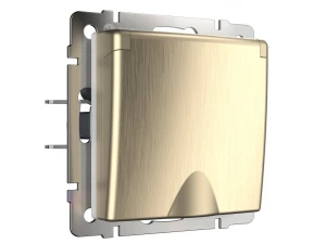 Розетка влагозащ. с зазем. с защит.крышкой и шторками /WL10-SKGSC-01-IP44 (шампань рифленый)