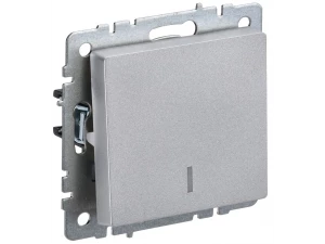 BRITE Выключатель 1-клавишный с индикацией 10А ВС10-1-1-БрА алюминий ИЭК