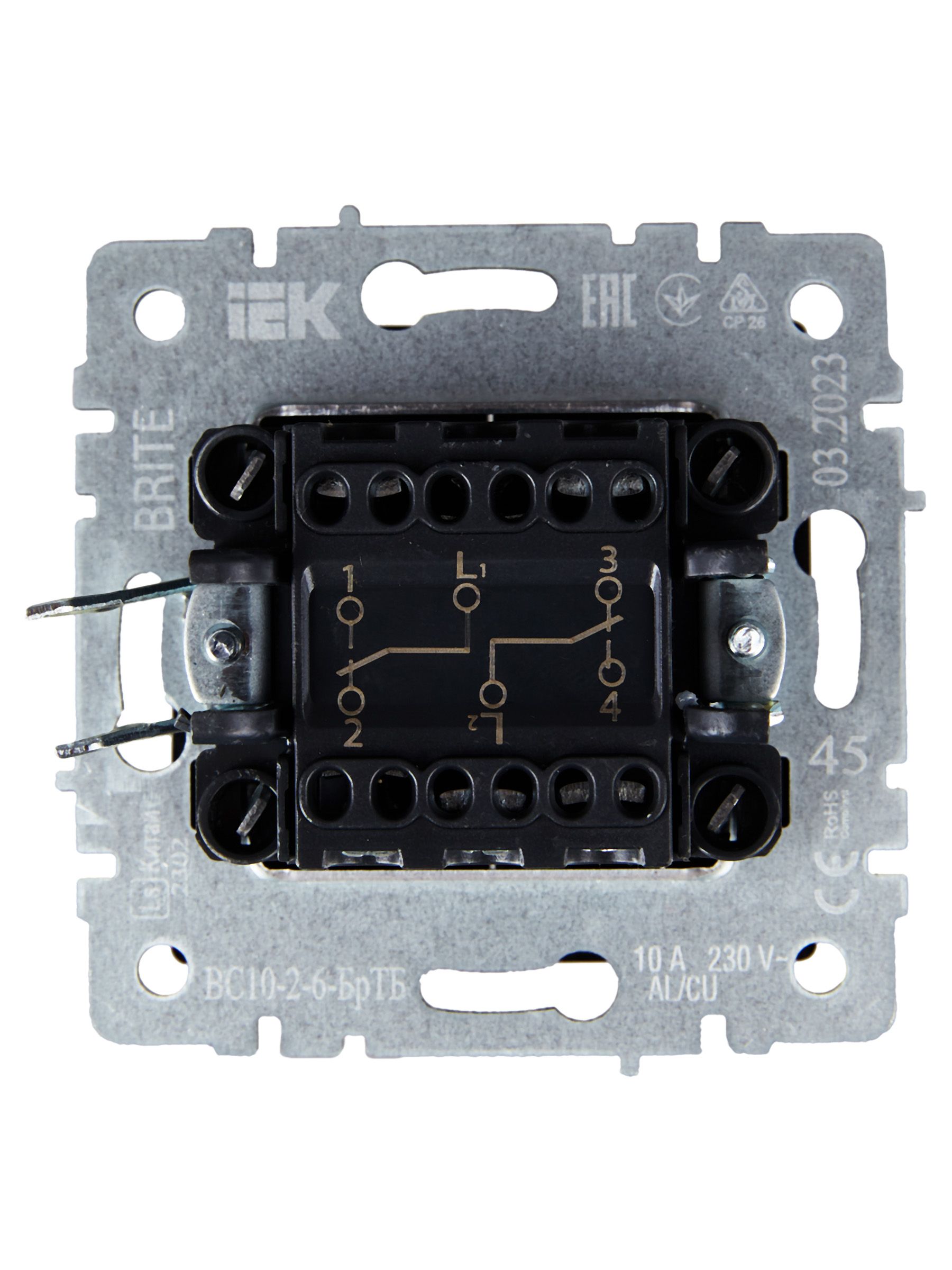             2-пернелі ажыратқыш, өтпелі 10A ВС10-2-6-БрТБ қола BRITE ИЭК    