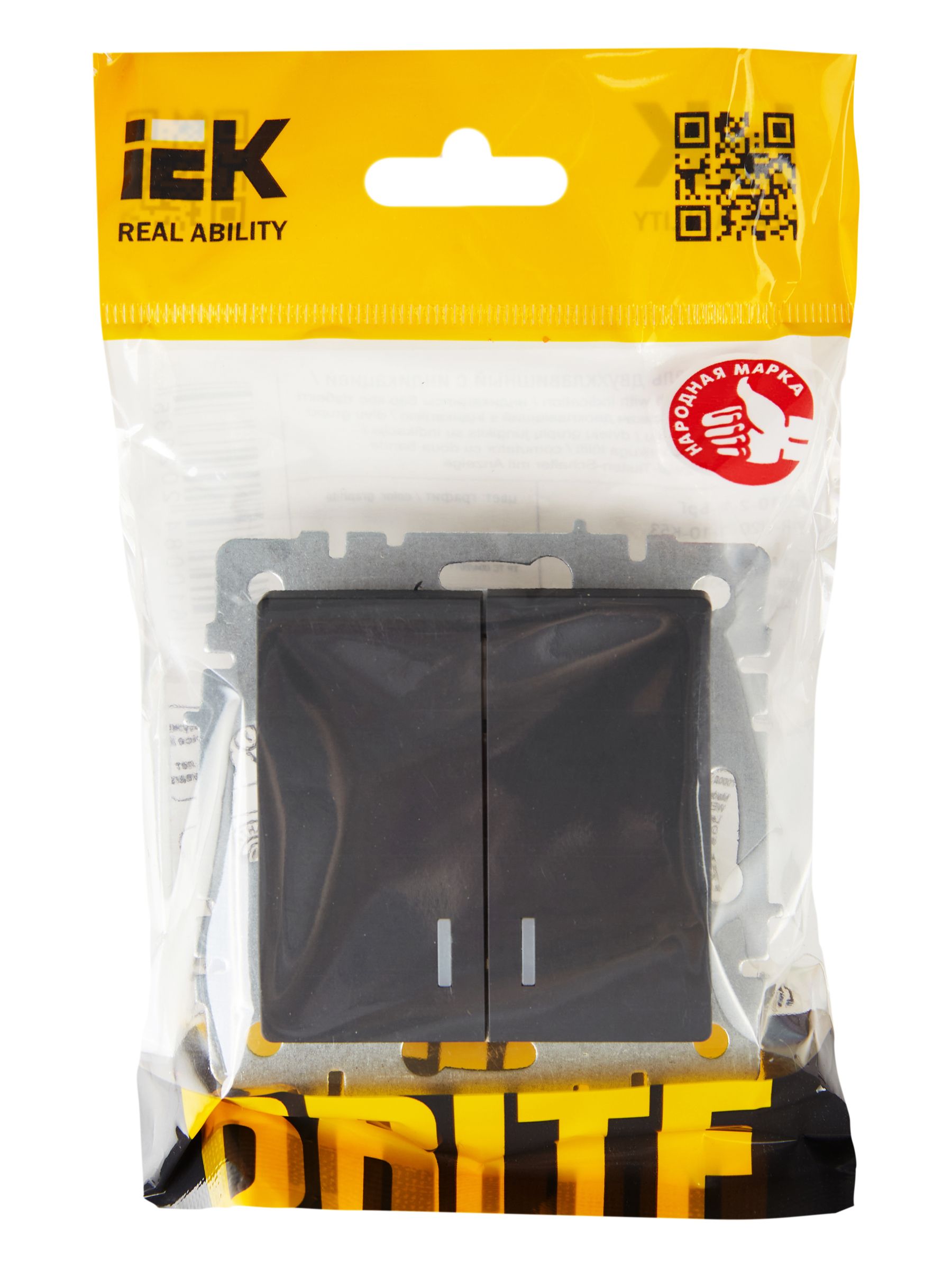             Индикациялы 2-пернелі ажыратқыш, 10A ВС10-2-1-БрГ графит BRITE ИЭК    