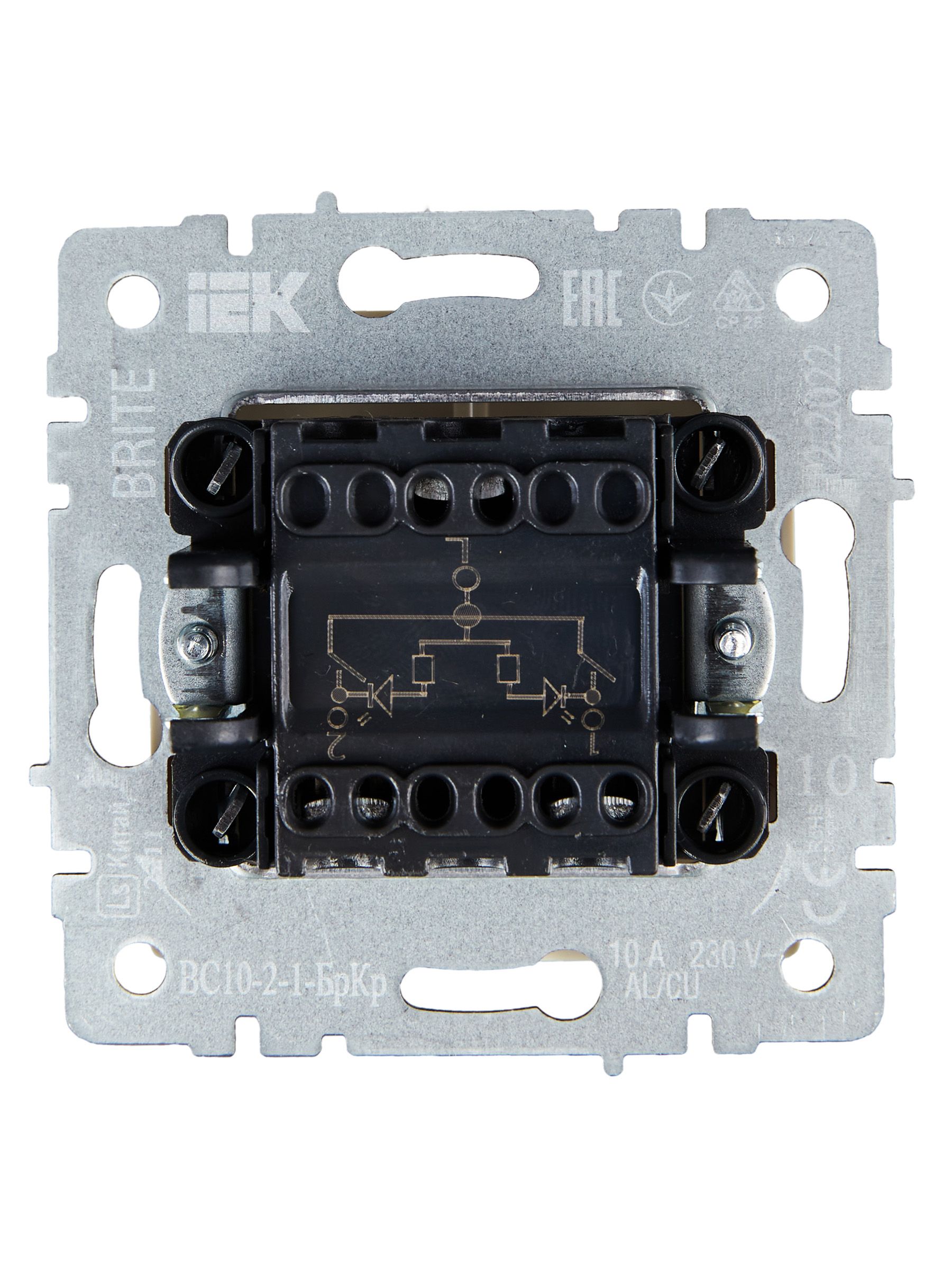             Индикациялы 2-пернелі ажыратқыш, 10A ВС10-2-1-БрКр ақшыл ИЭК    